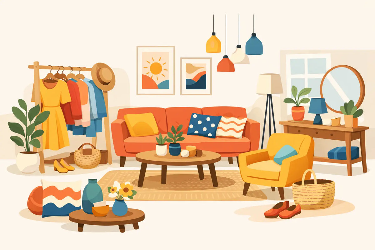 Voorbeeld van shop the look voor een vrolijk huis
