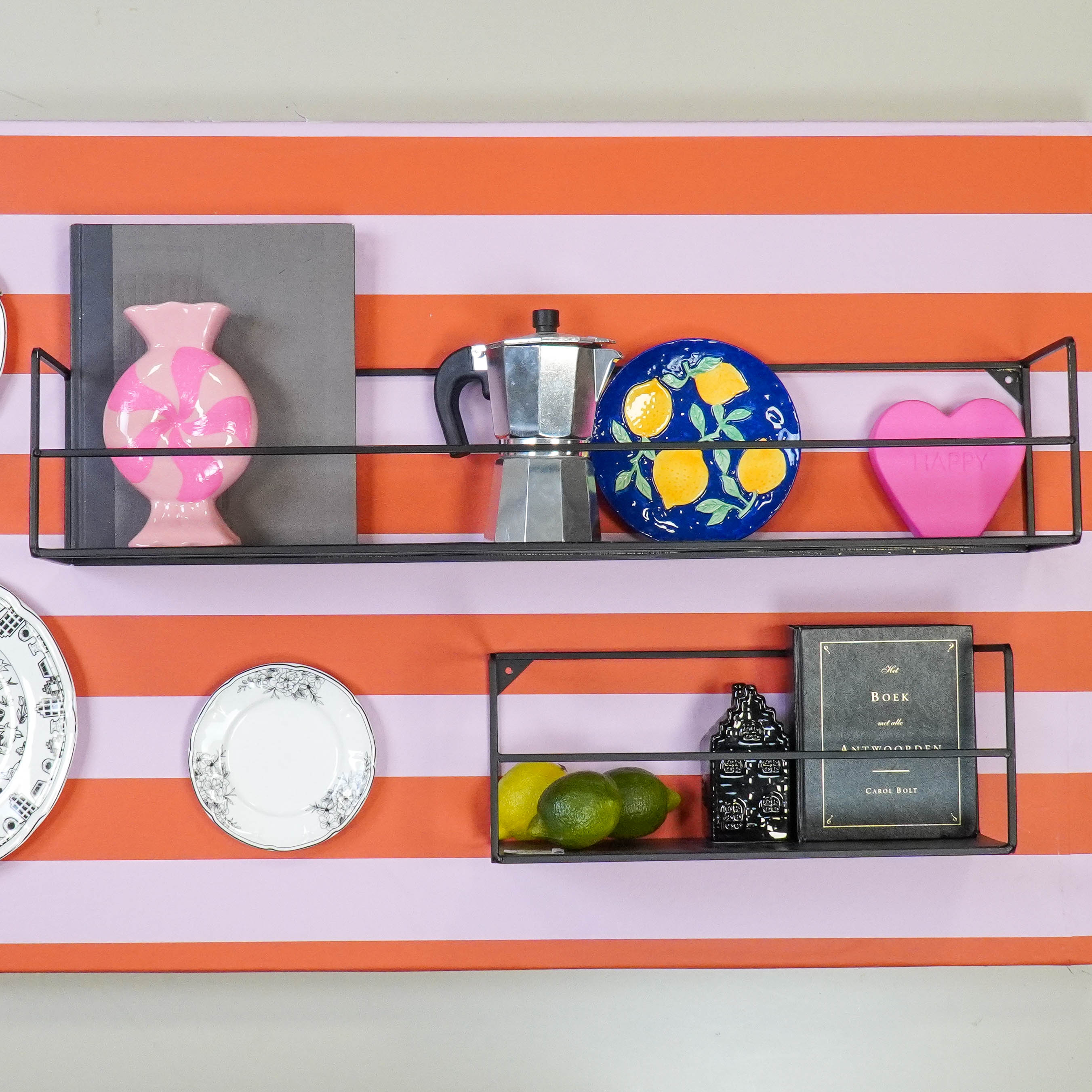 Wandplanken - Metaal - Zwart - Set van 2 - 40x14x16 en 80x14x16cm