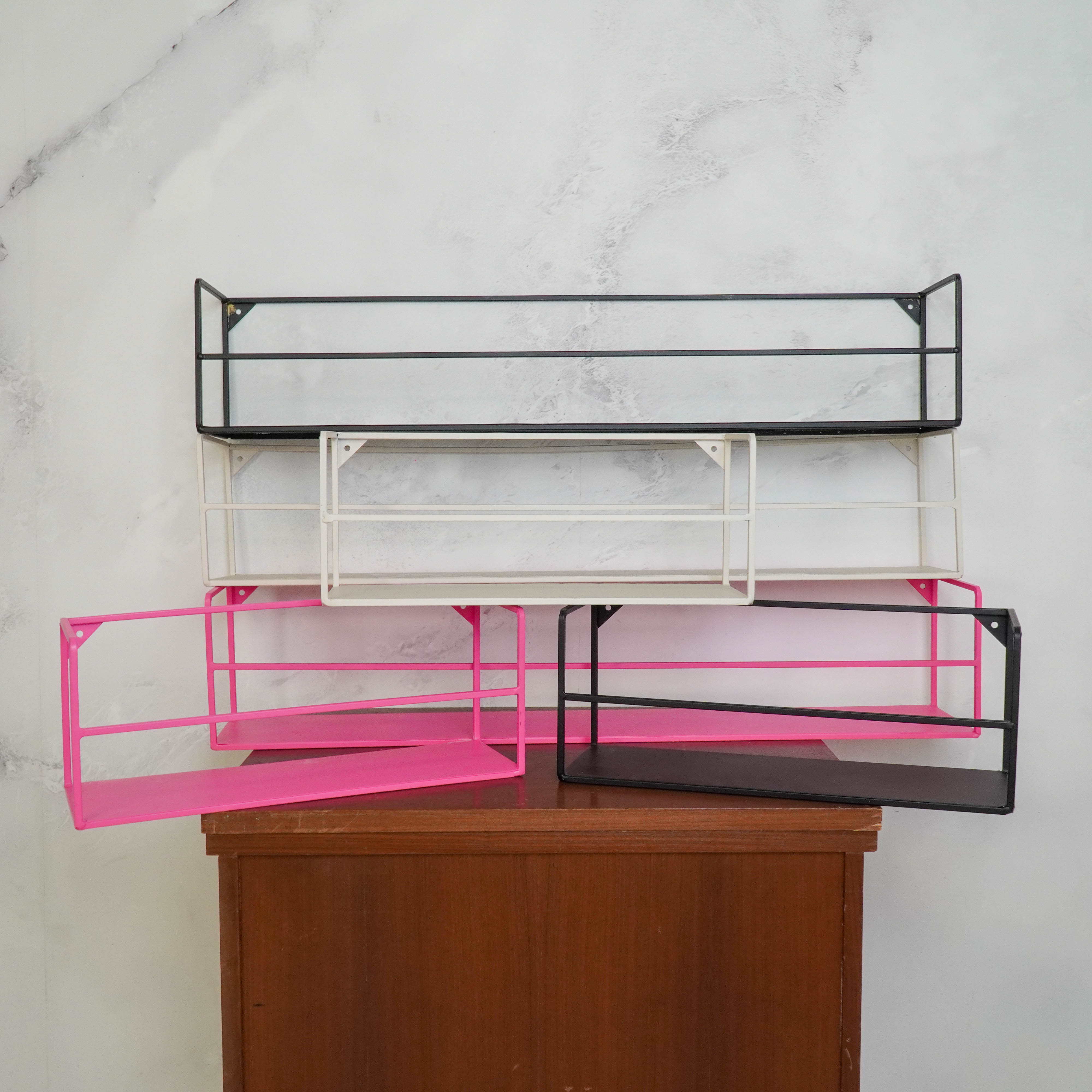 Wandplanken - Metaal - Zwart - Set van 2 - 40x14x16 en 80x14x16cm