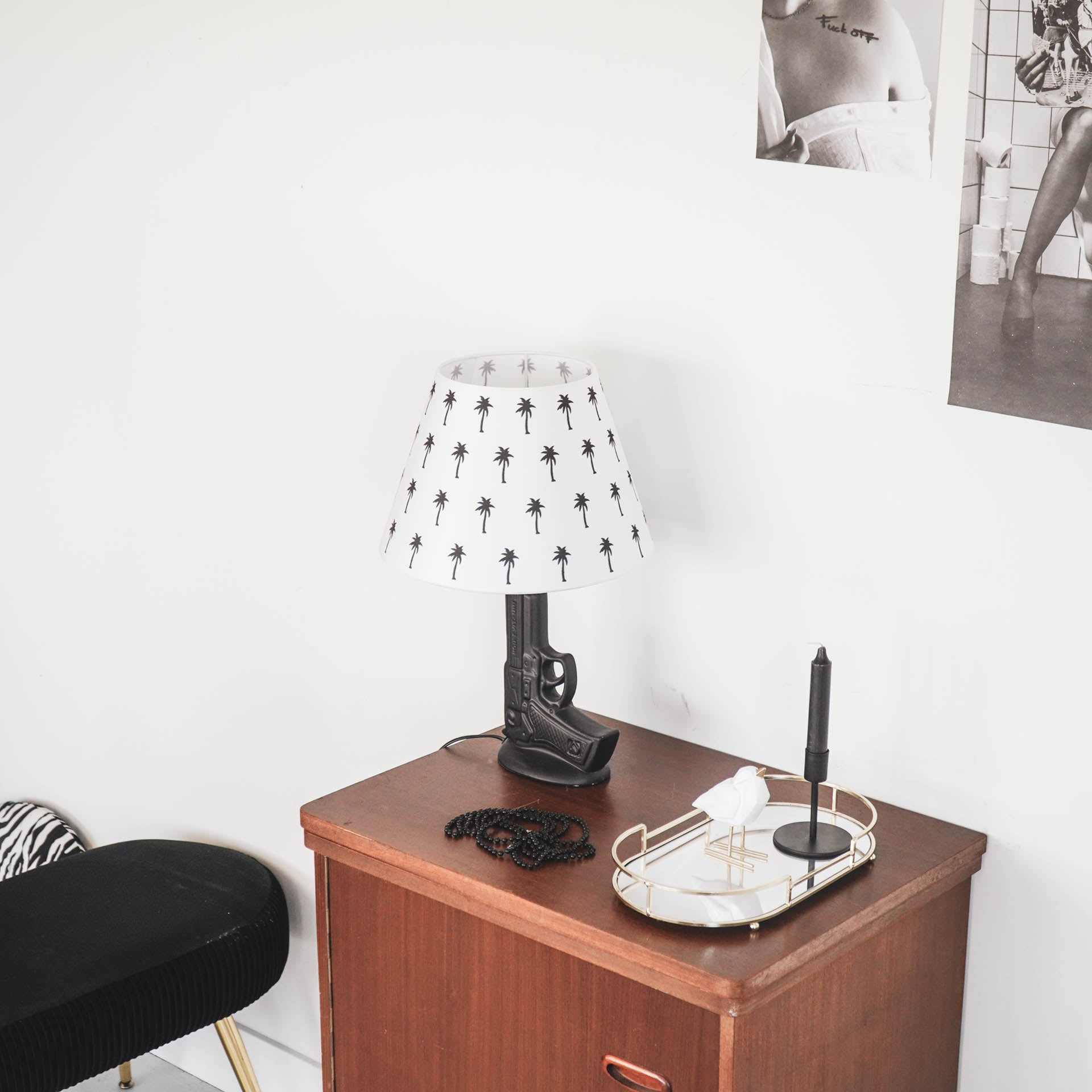 Lamp - Pistool - Keramiek - Zwart - 15x9x32cm