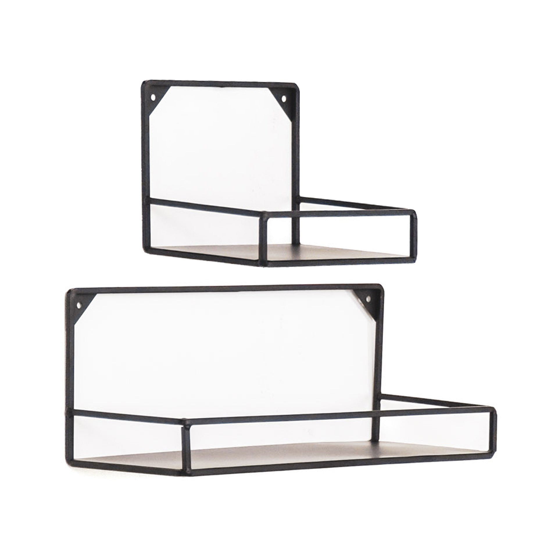 Wandplanken - Metaal - Zwart - Set van 2 - 20x16 en 40x16cm