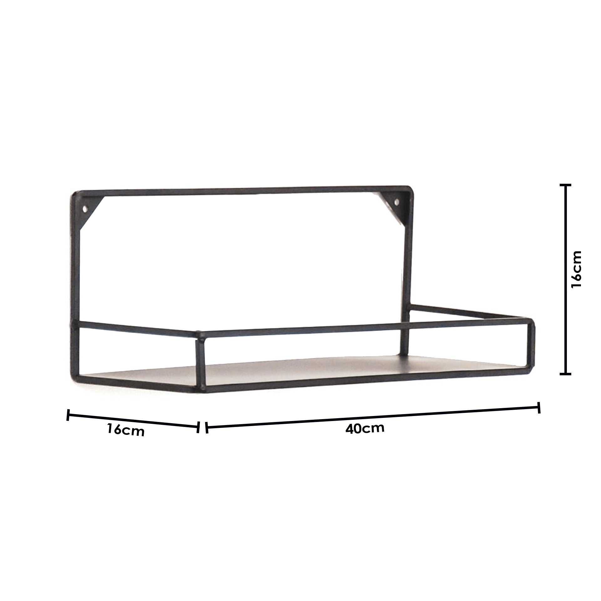 Wandplanken - Metaal - Zwart - Set van 2 - 20x16 en 40x16cm