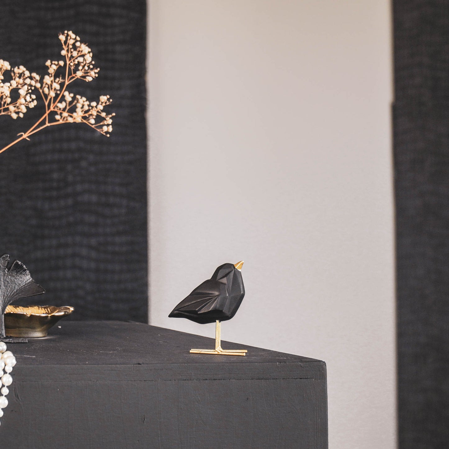 HV Lovebird Vogel - Zwart - 7x13x9 cm