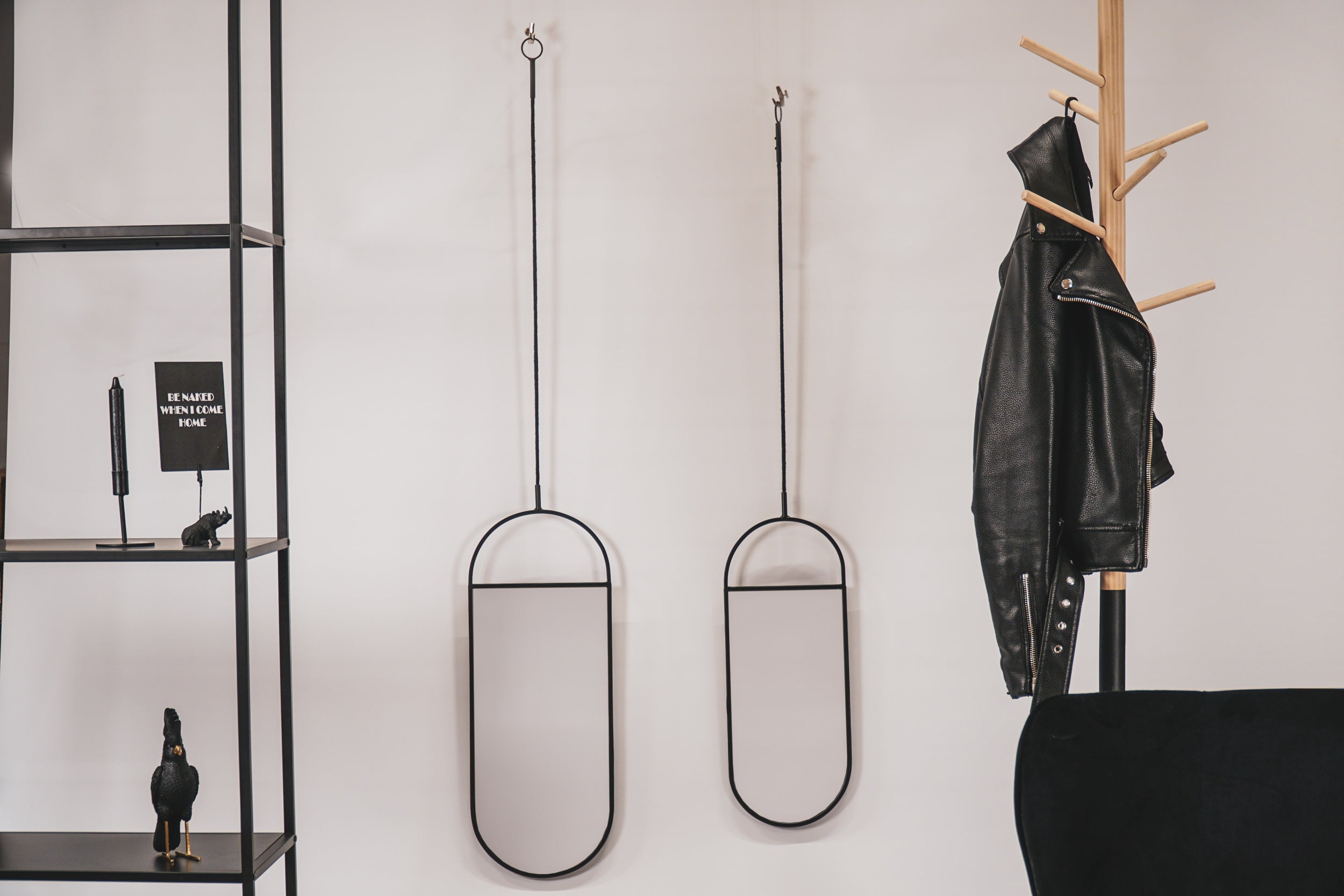 Spiegel - Duo Set - Metaal - Zwart - 22x60 | 19x50cm