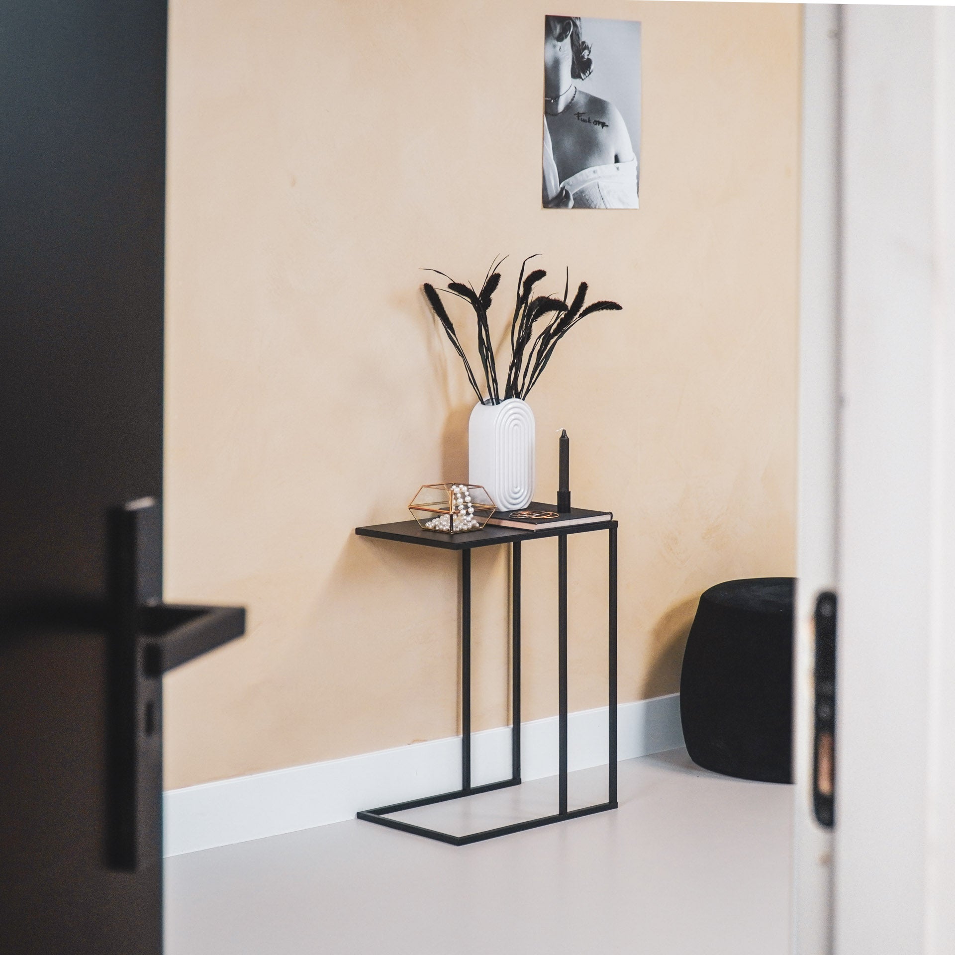 Bijzet Tafel - Metaal- Zwart - 45x30x60cm