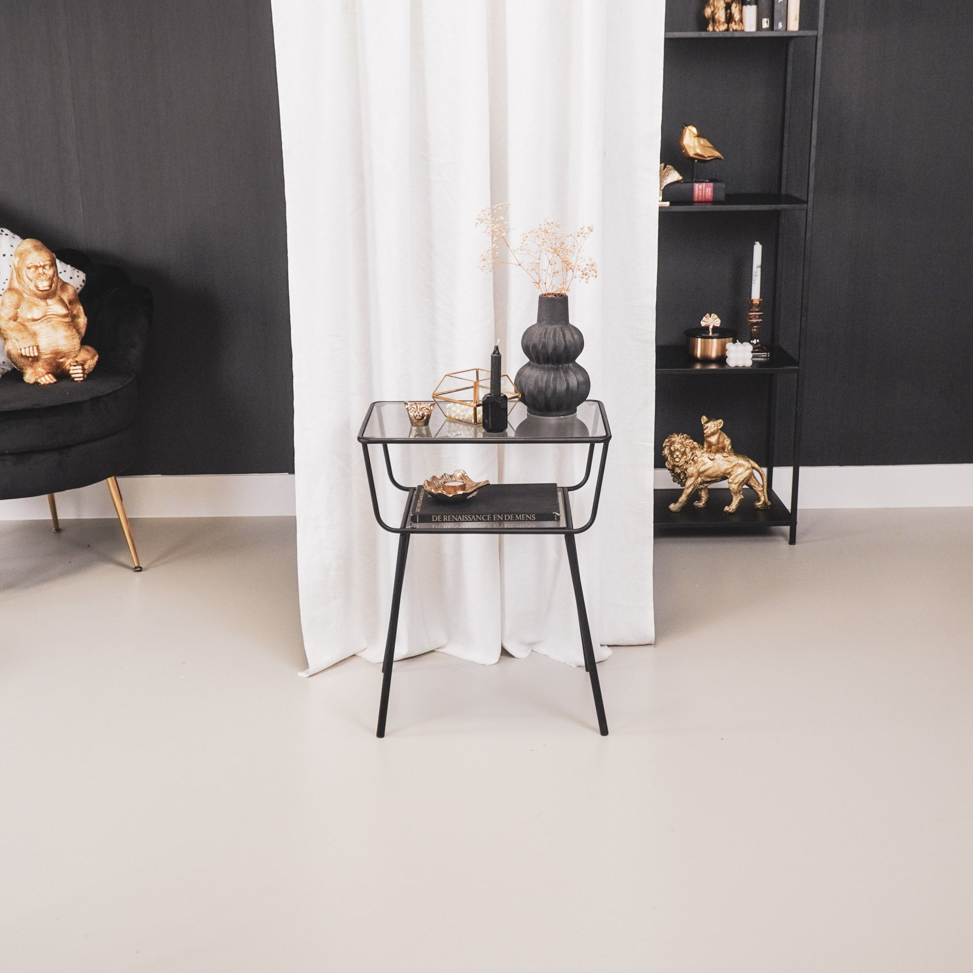 Housevitamin Bijzettafel - Zwart - 50x35x60cm