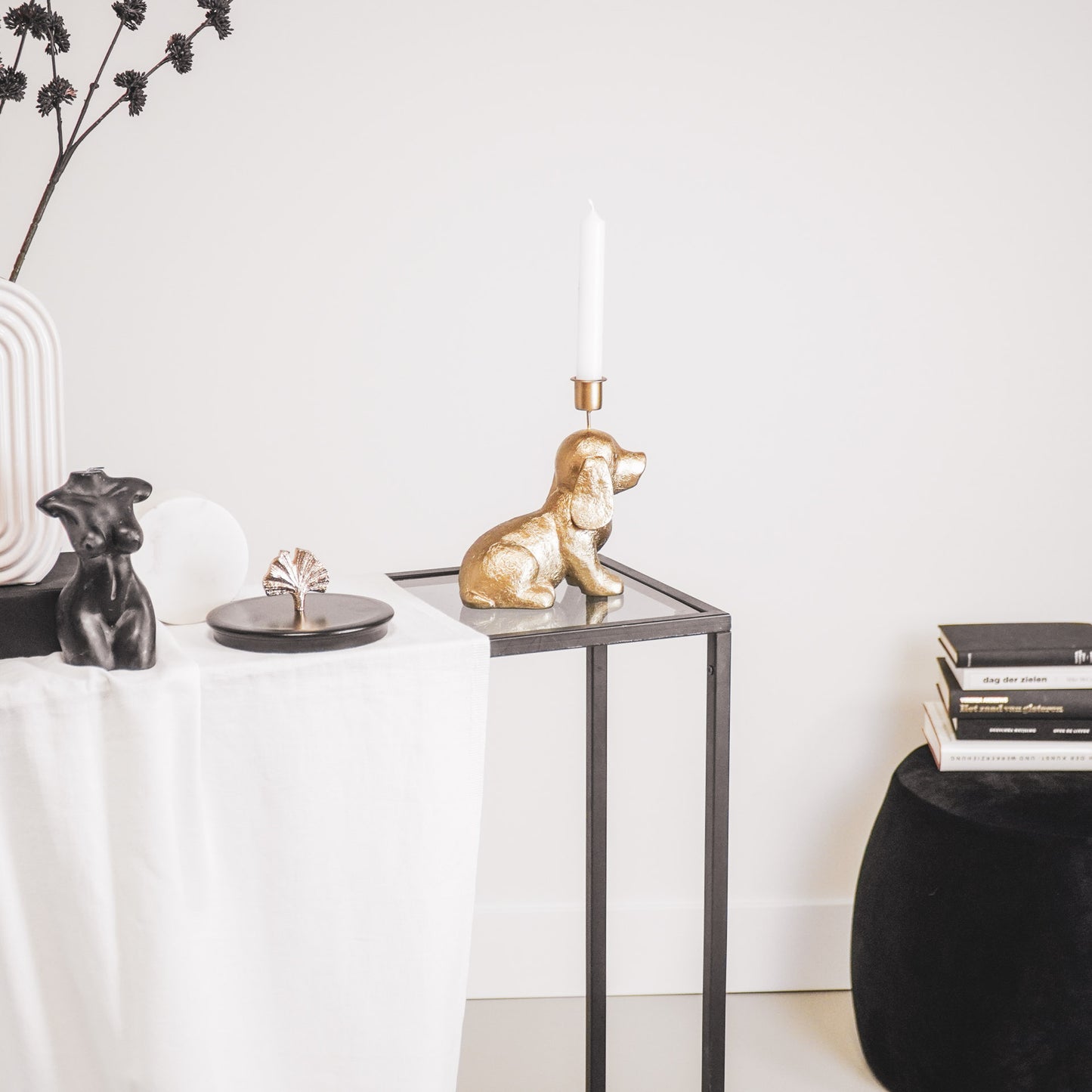 HV Hond Kandelaar - Goud - 18x10x19.5 cm