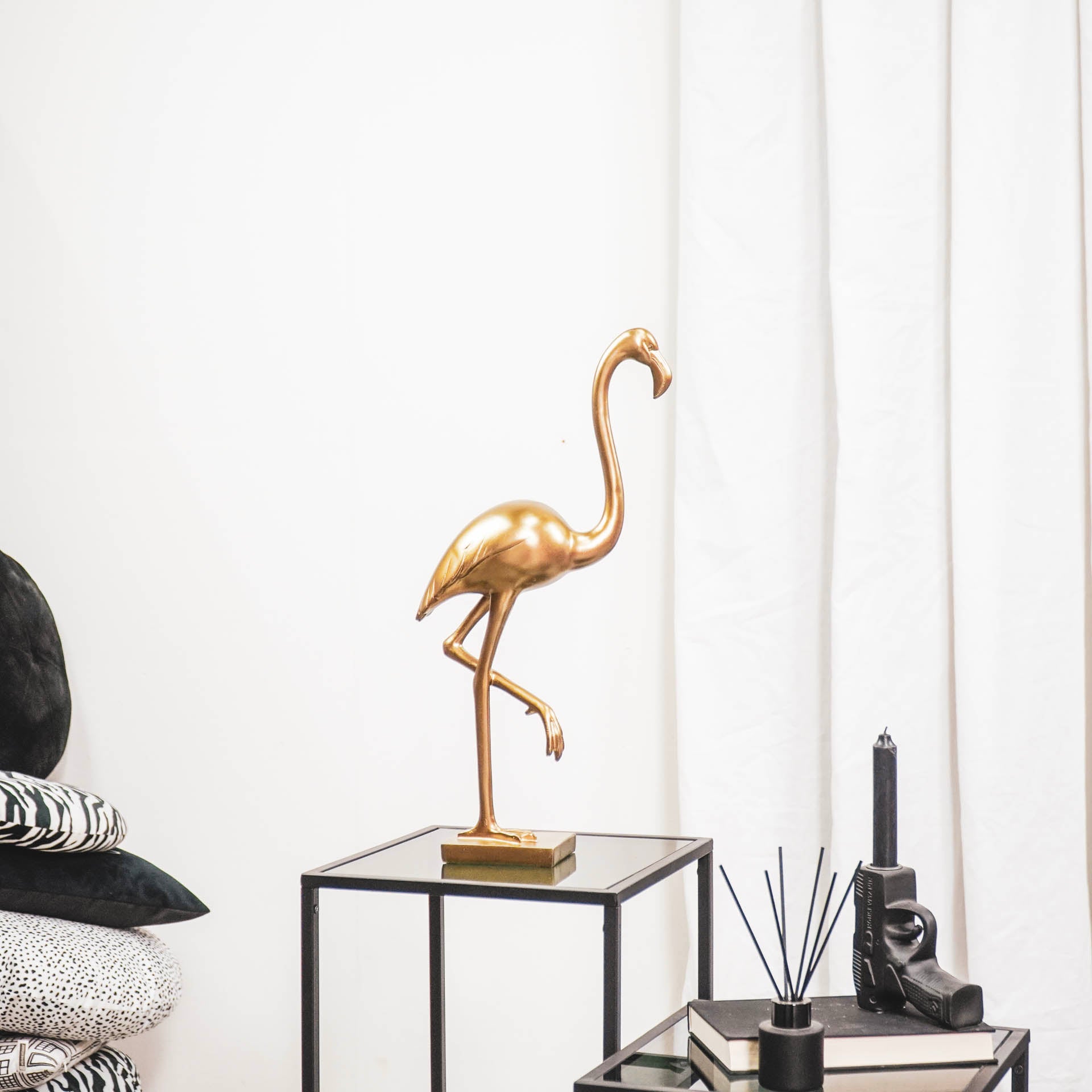 Ornament - Flamingo - Polyresin - Goud - 16,5x10x39cm