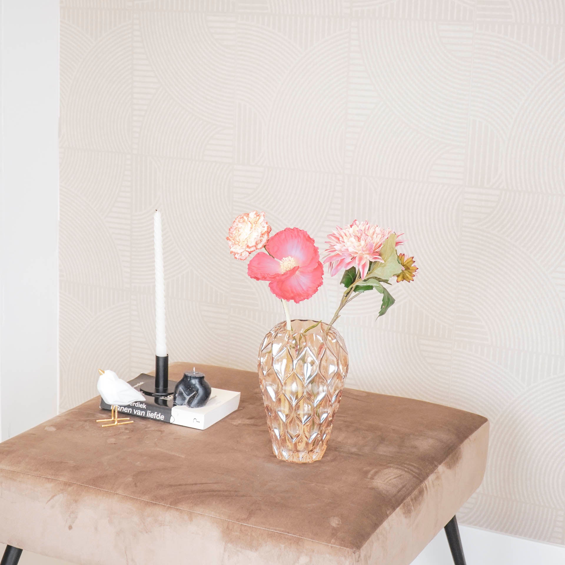 Vaas - Patroon - Amber - Glas - M - 12x22cm