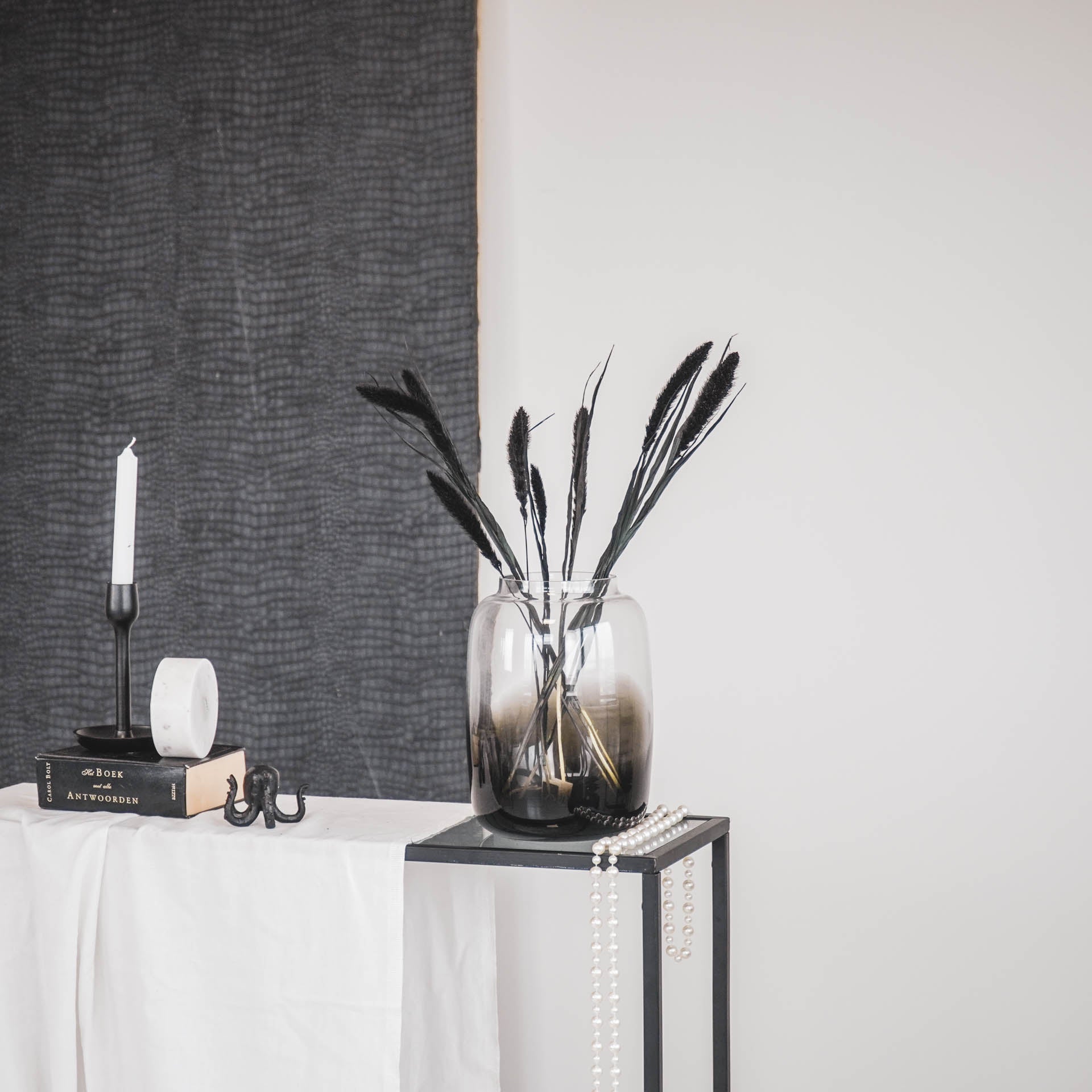 Vaas - Dipdye - Glas - Helder/Zwart - 18x25cm