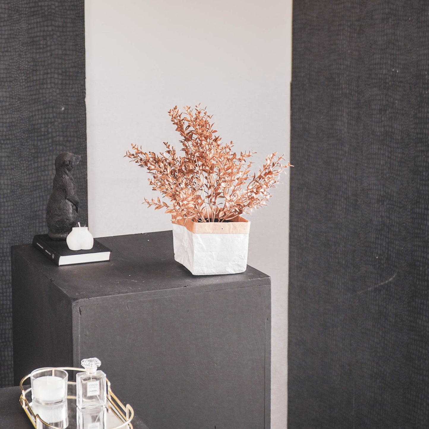 HV Plant in Pot - Goud/Zwart - Kunststof