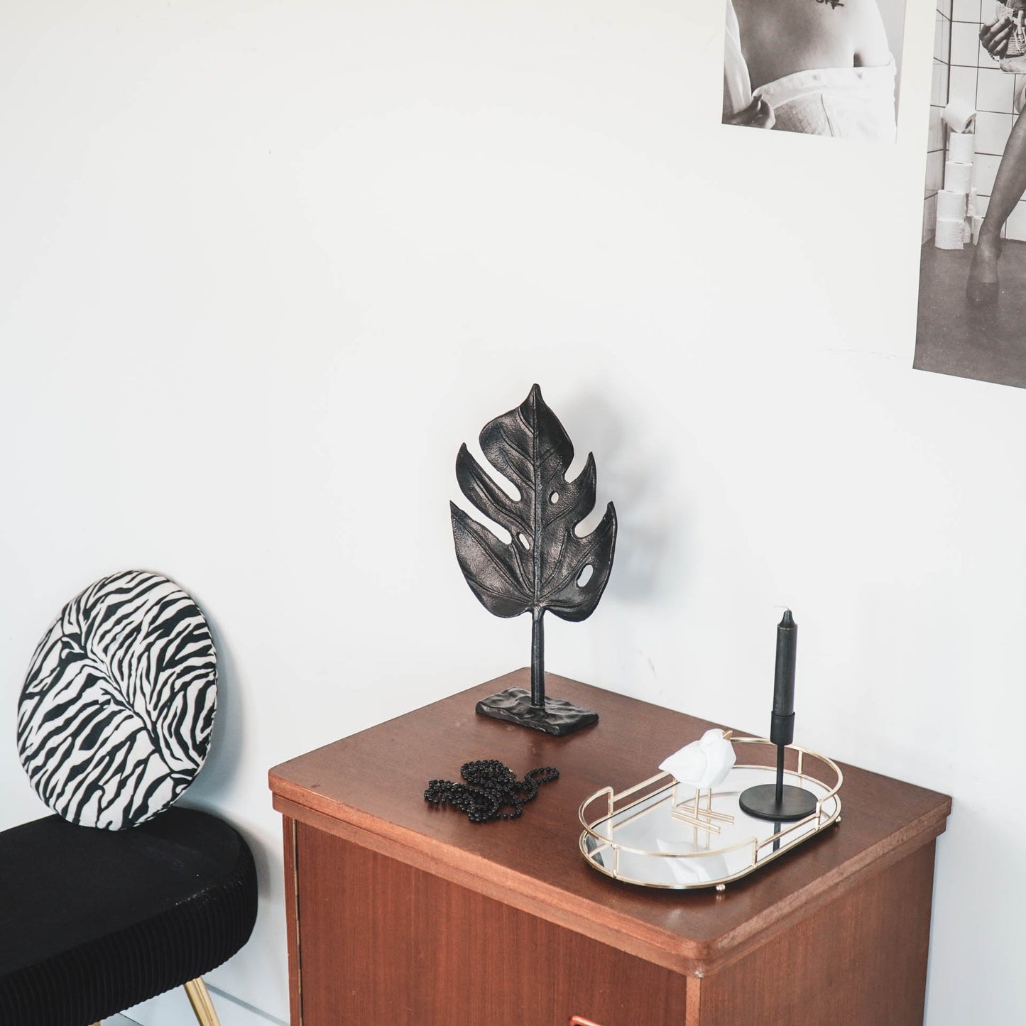 HV Decoratie Blad - Zwart - 23x7x39cm
