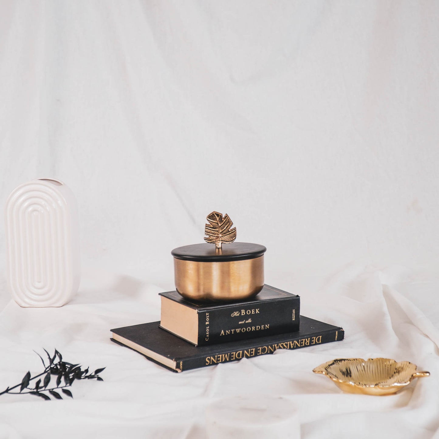 HV Monstera Box - Goud/Zwart -14x10 cm