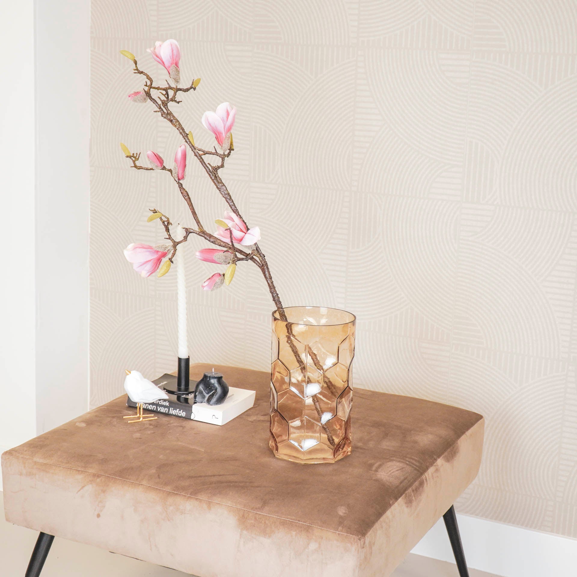 Vaas - Patroon - Amber - Glas - 15x24,5cm