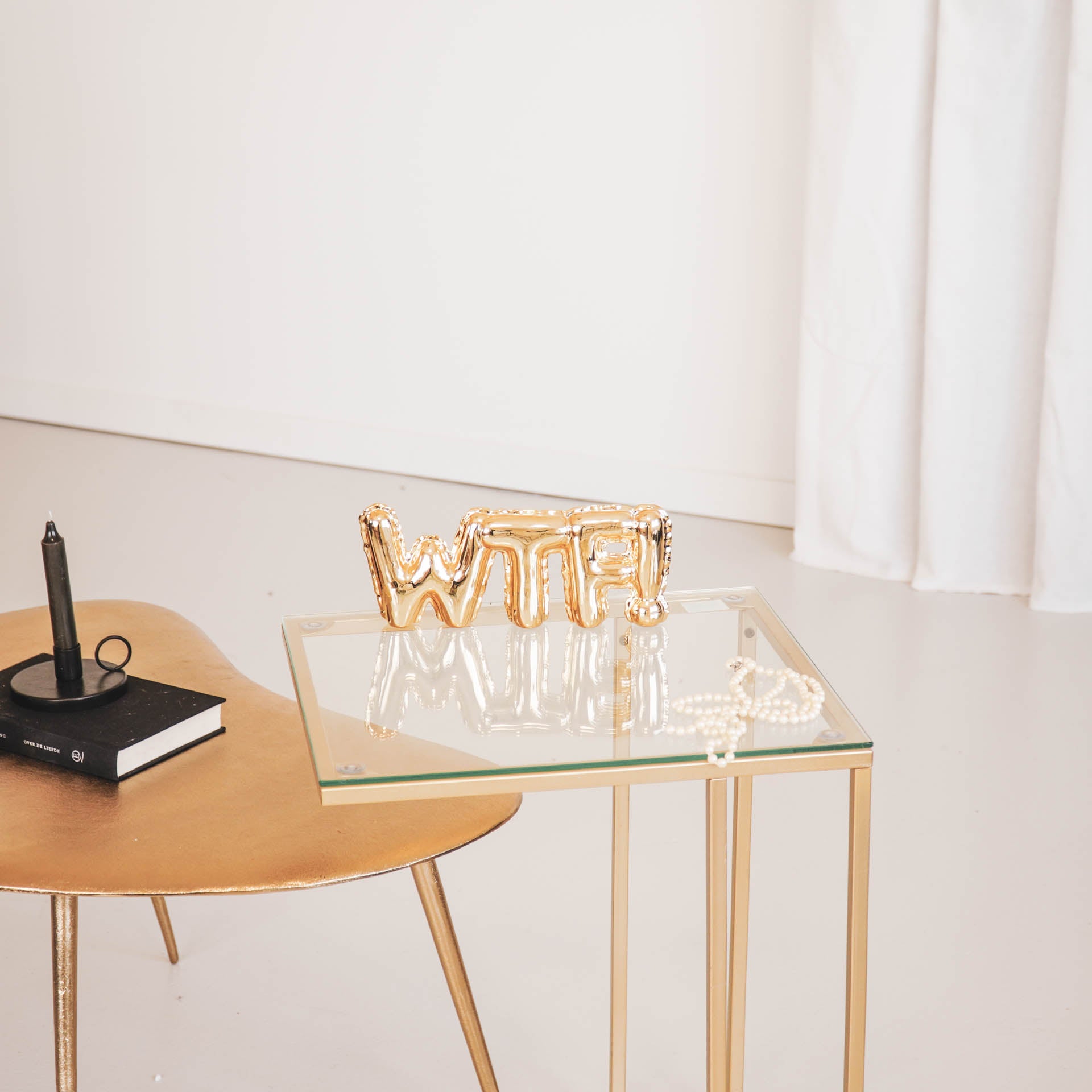 Housevitamin Ornament 'WTF!' - 25x3,5x10cm - Goud