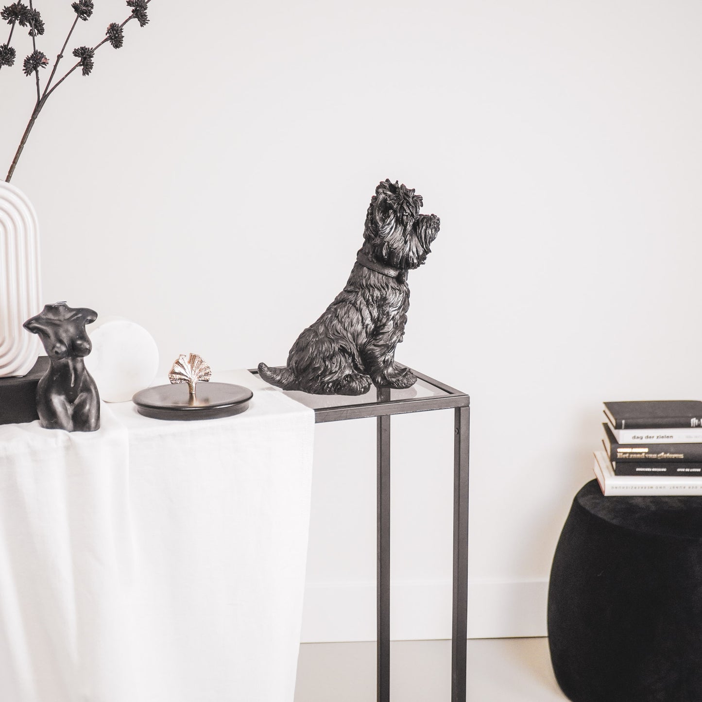 HV Terrier Hond - Zwart - 22.5x16.5x27.5 cm