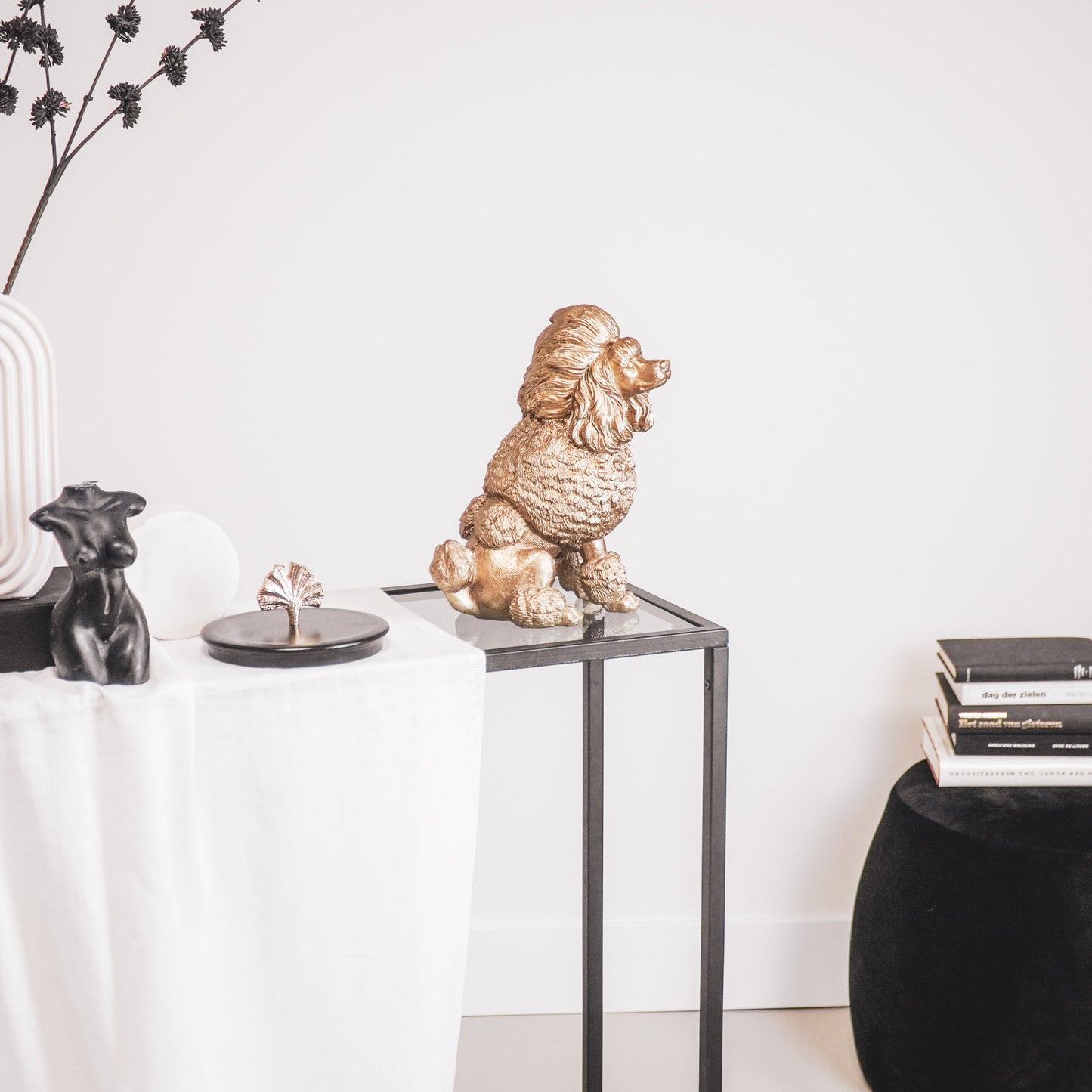HV Franse Poedel hond - Goud - 21.5x13x26.5 cm