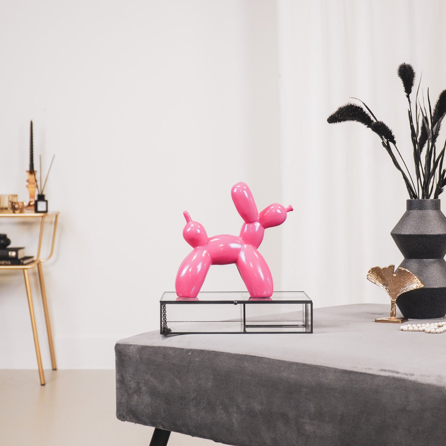 HV Doggy Style beeld Neon Roze -19x18,5x18,5 cm