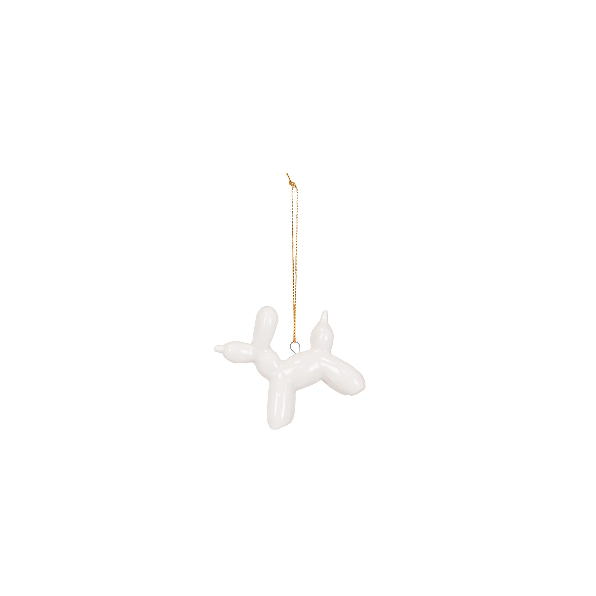 Ornament - Ballon Hond hanger - Keramiek - Wit - 6,5x3x6cm