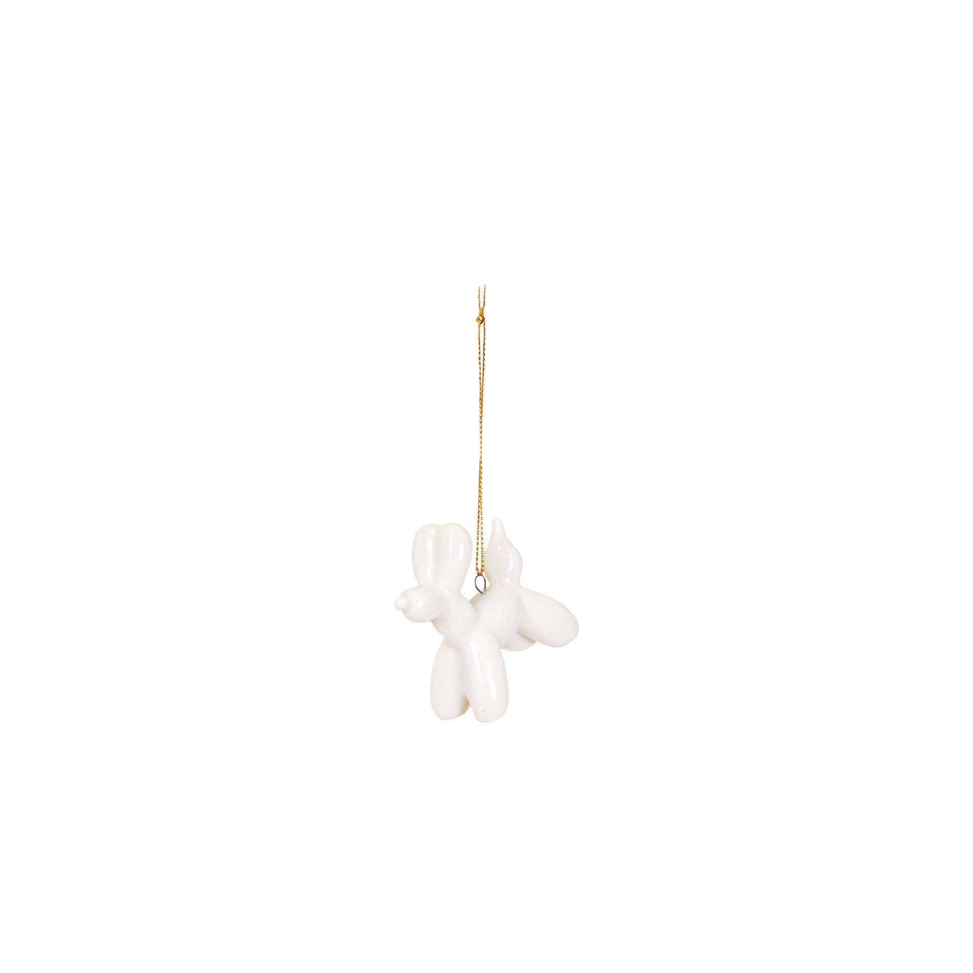 Ornament - Ballon Hond hanger - Keramiek - Wit - 6,5x3x6cm