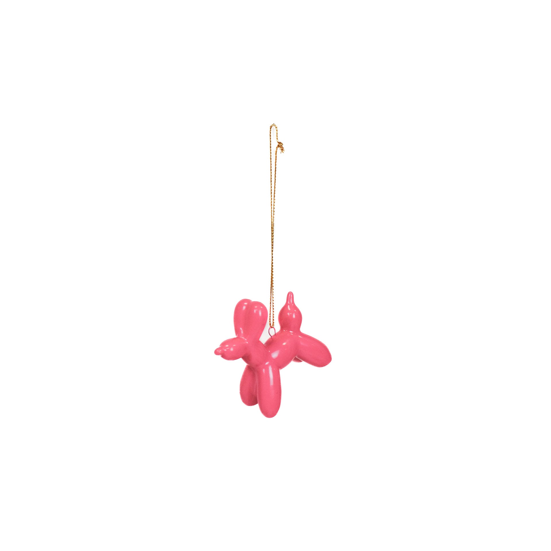 Ornament - Ballon Hond hanger - Keramiek - Roze - 6,5x3x6cm