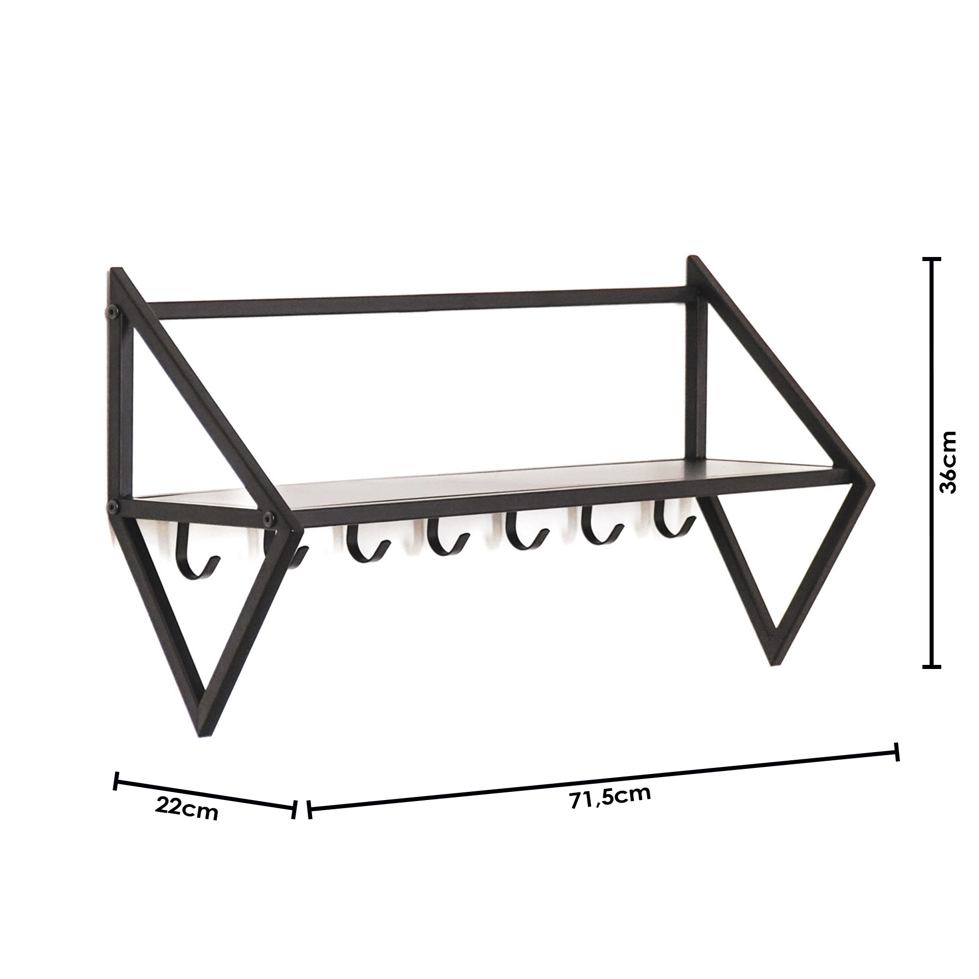 Kapstok - Metaal - Zwart - 71,5x21,7x36cm