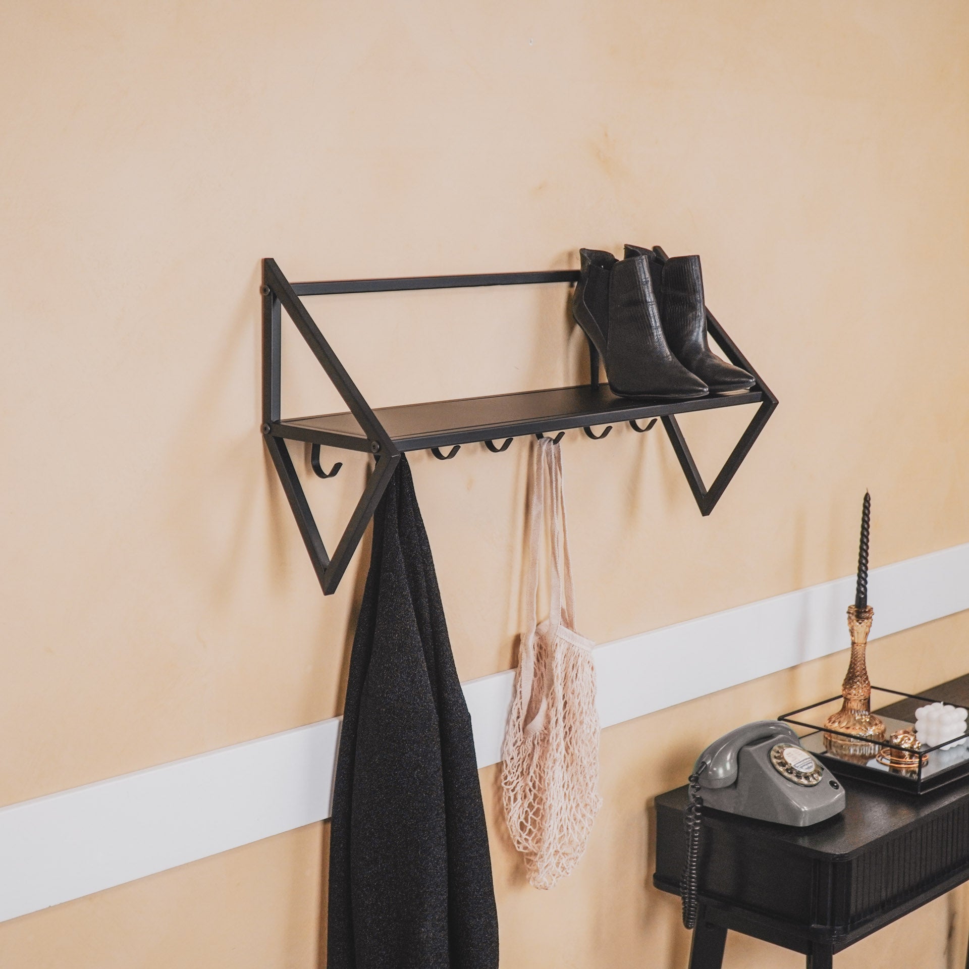 Kapstok - Metaal - Zwart - 71,5x21,7x36cm