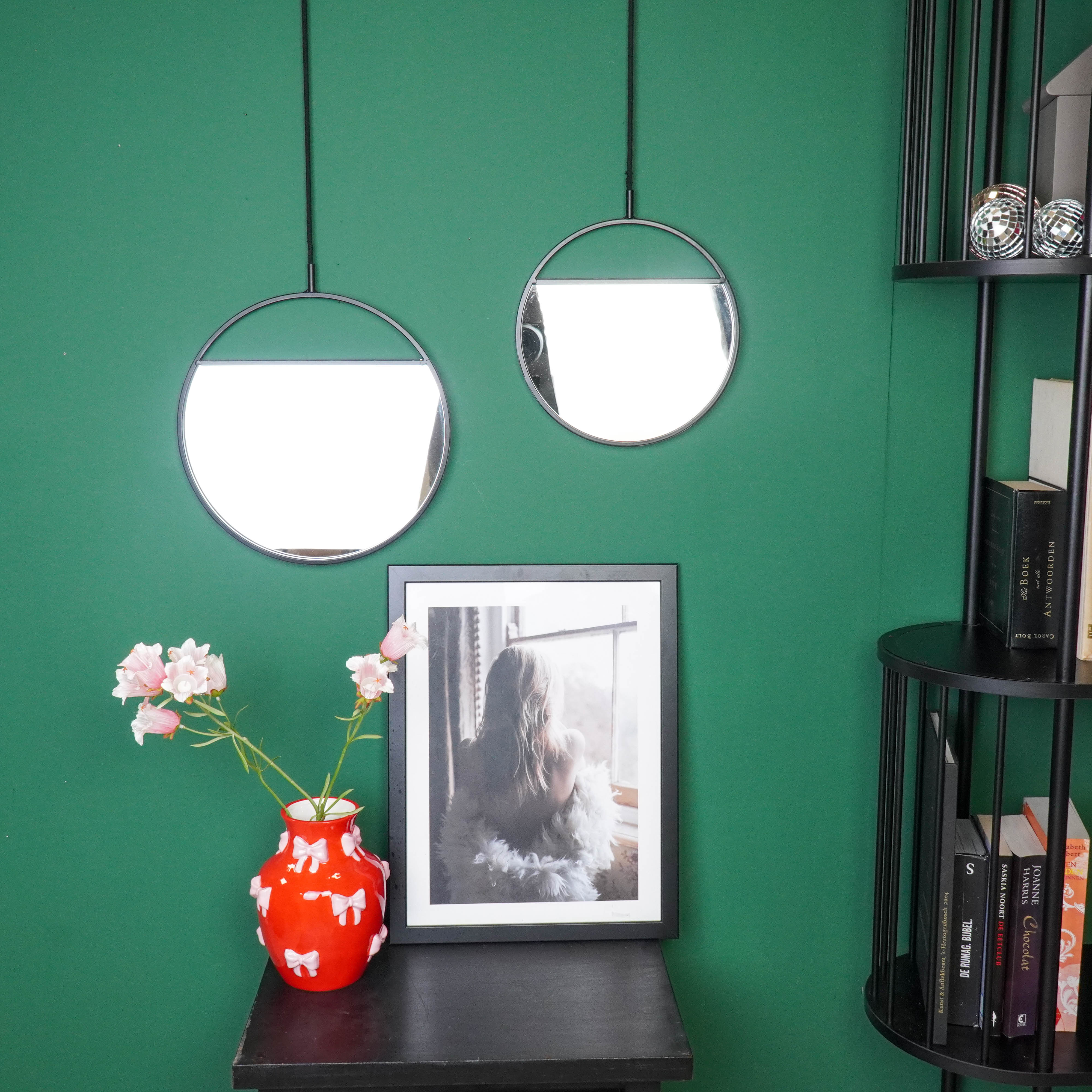 Spiegel - Set van 2 - Metaal - Zwart - 25x90 & 30x100cm