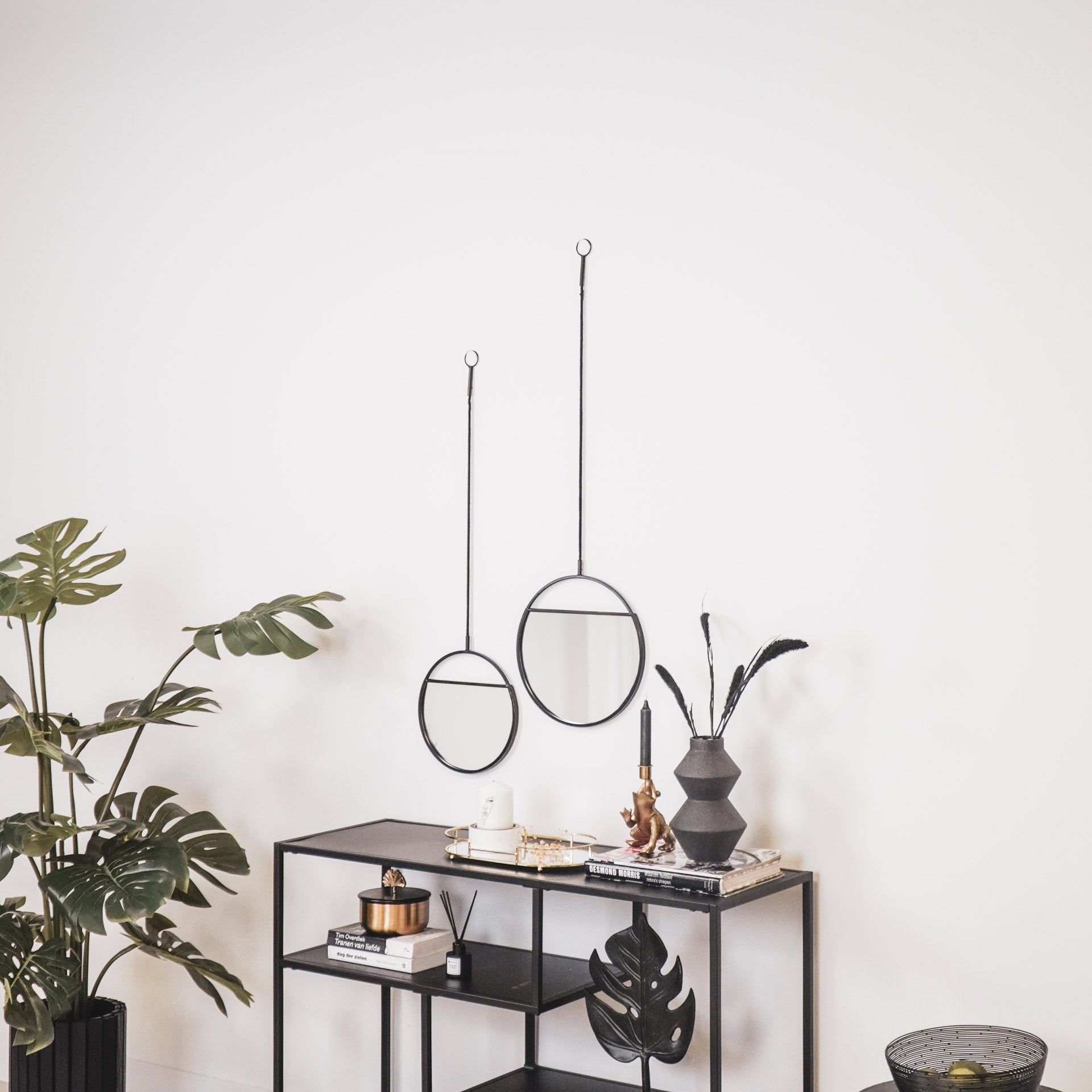 Spiegel - Set van 2 - Metaal - Zwart - 25x90 & 30x100cm