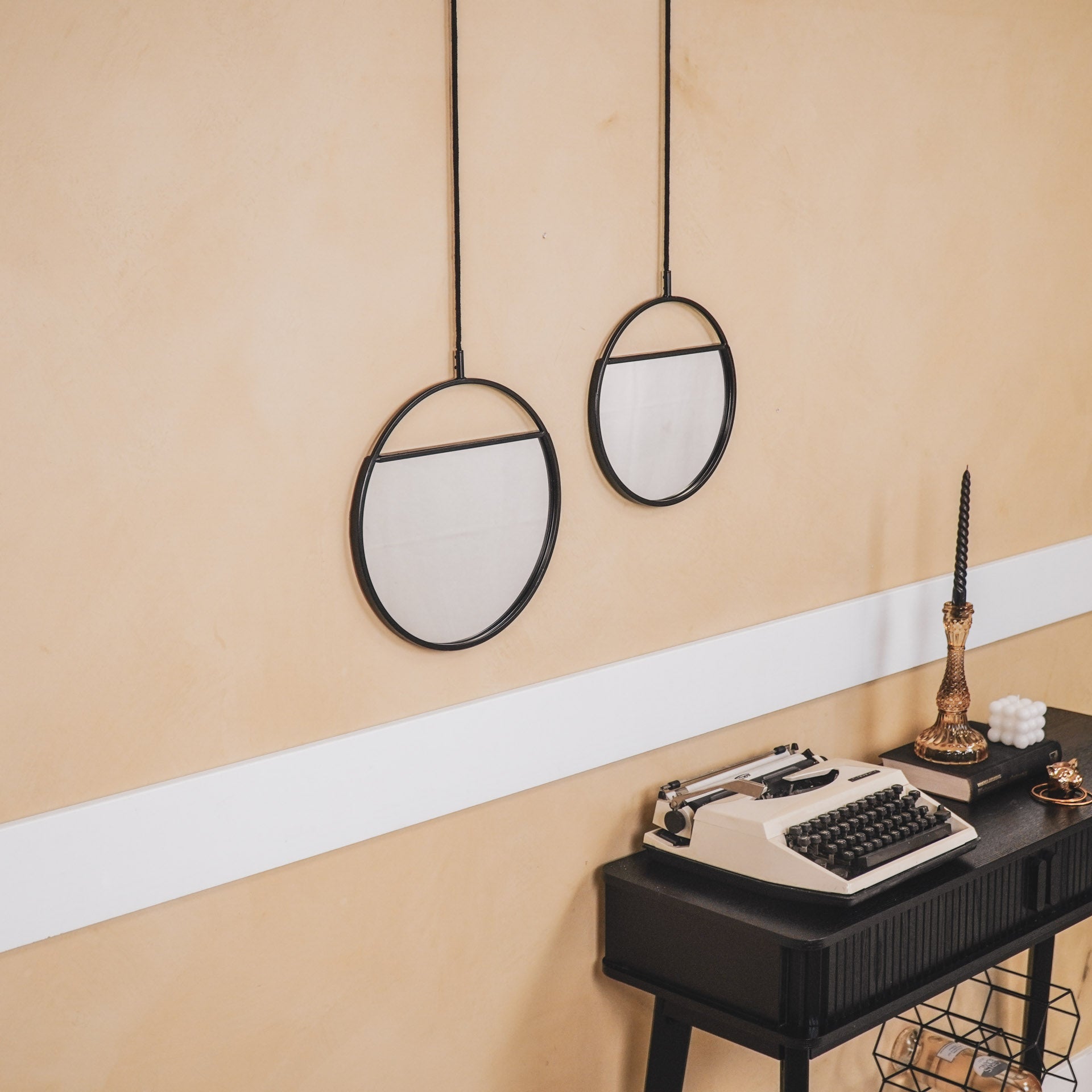 Spiegel - Set van 2 - Metaal - Zwart - 25x90 & 30x100cm