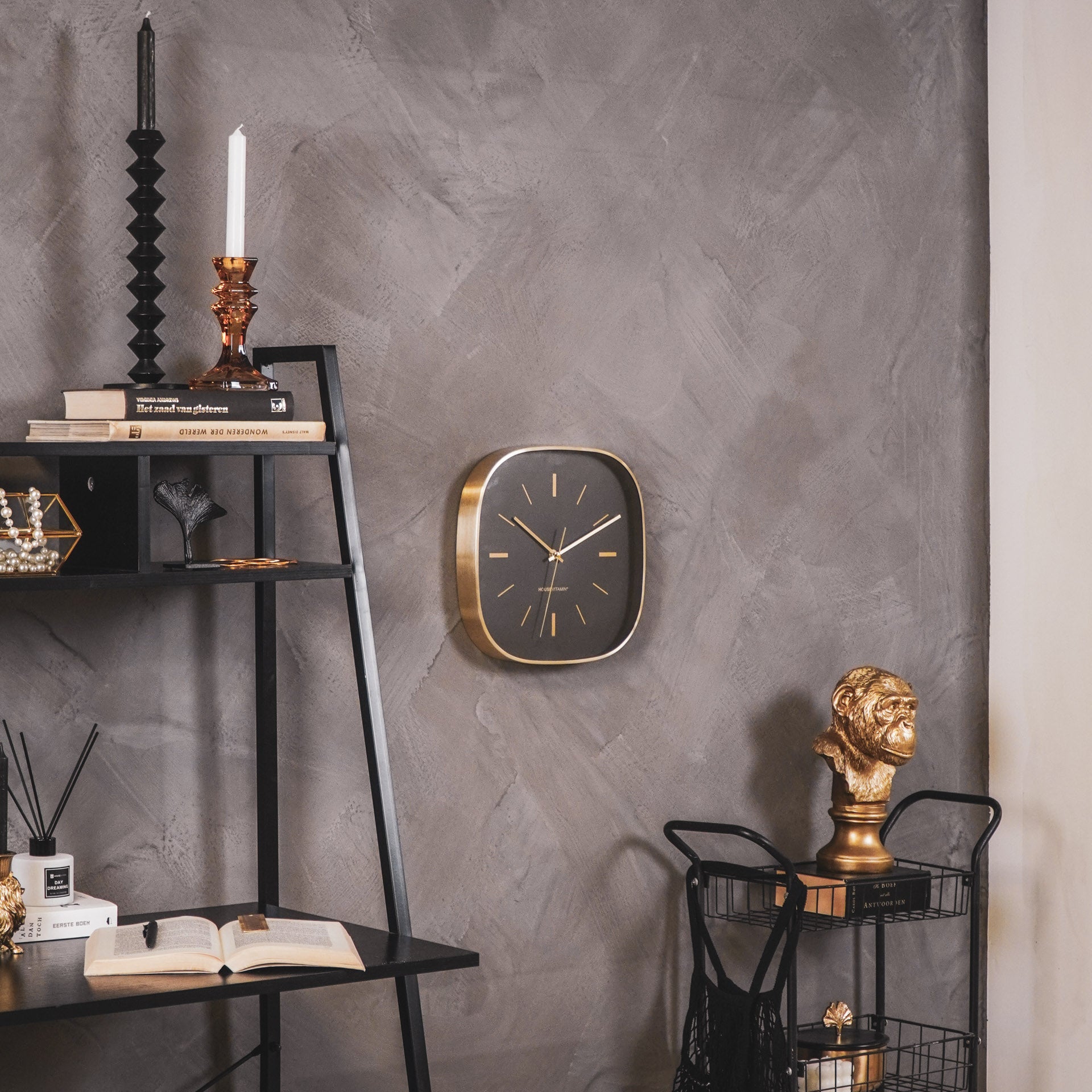 Klok - Vierkant - Metaal - Zwart - 29x29cm