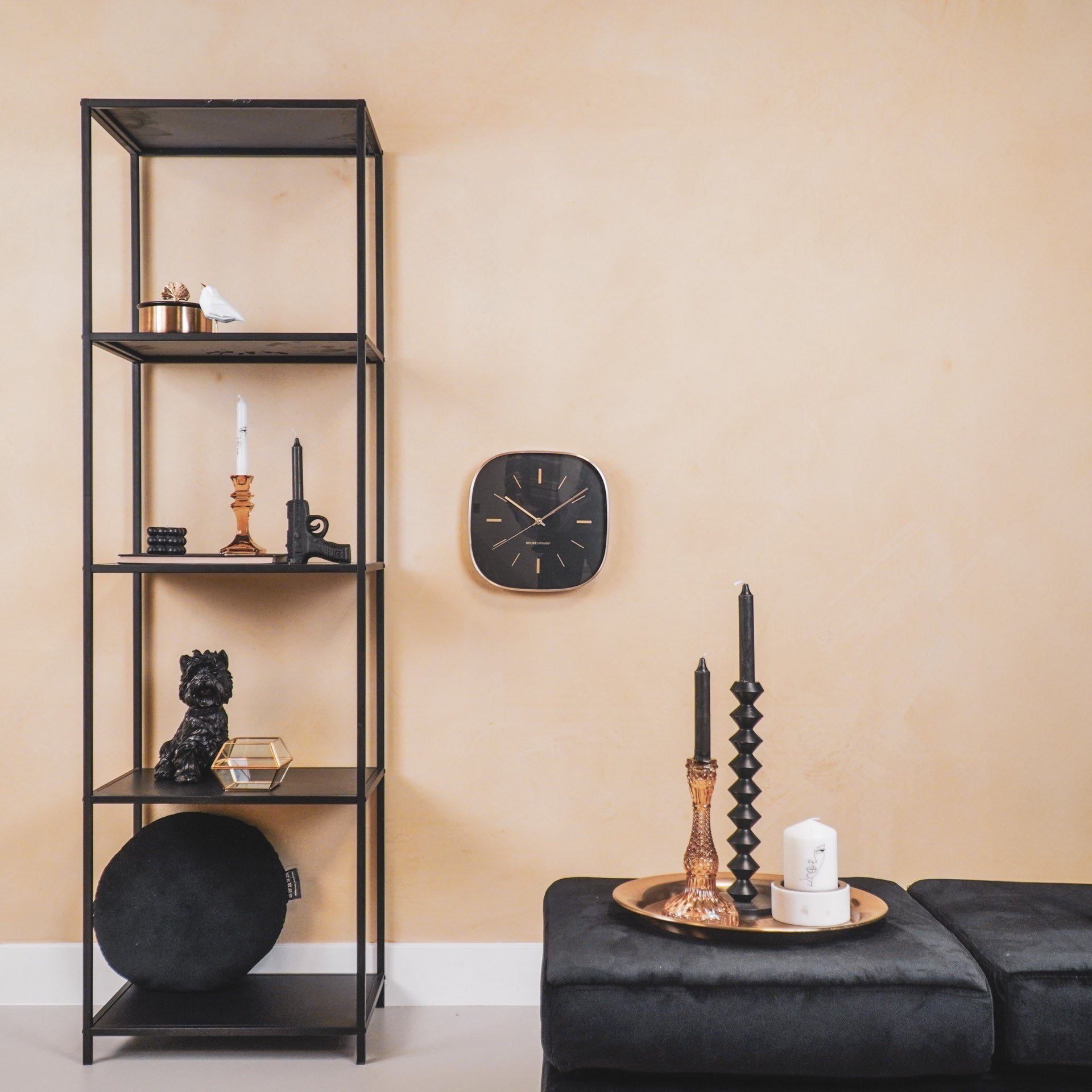 Klok - Vierkant - Metaal - Zwart - 29x29cm