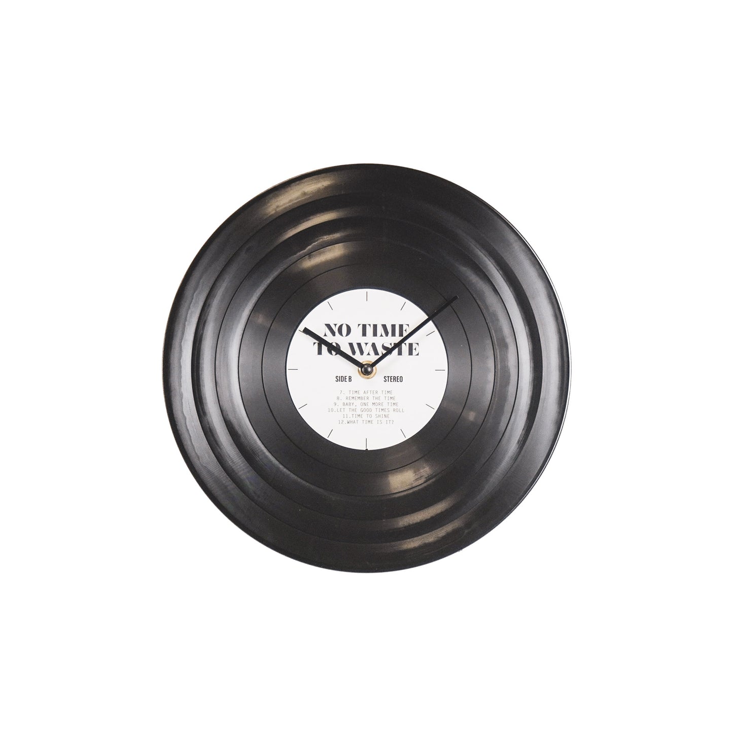 HV LP Clock 'No time to waste'- Wit/Zwart- 29x4x29cm