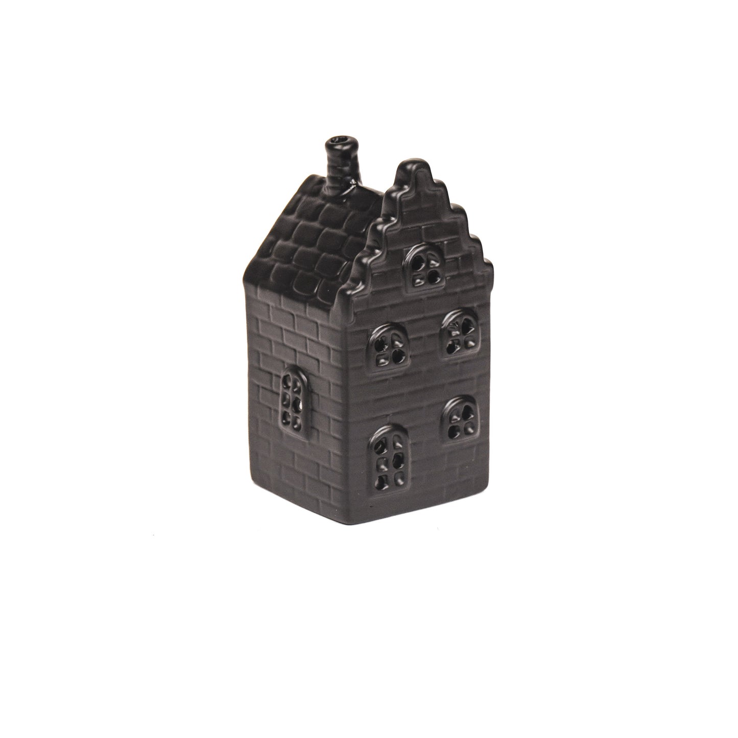 HV Amsterdams Grachtenpand Waxinelichthouder- Zwart -7,5x6,5x12,5cm