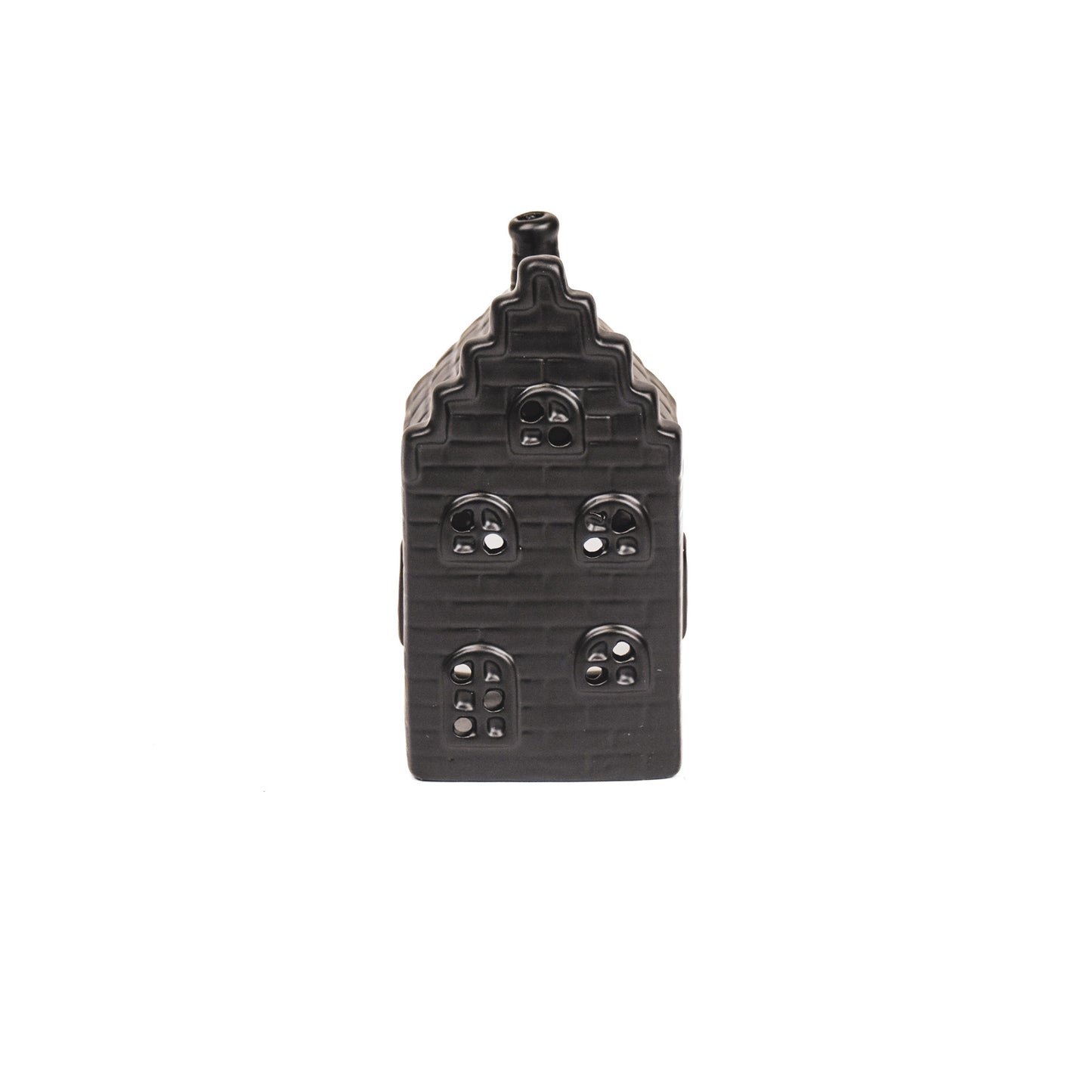 HV Amsterdams Grachtenpand Waxinelichthouder- Zwart -7,5x6,5x12,5cm