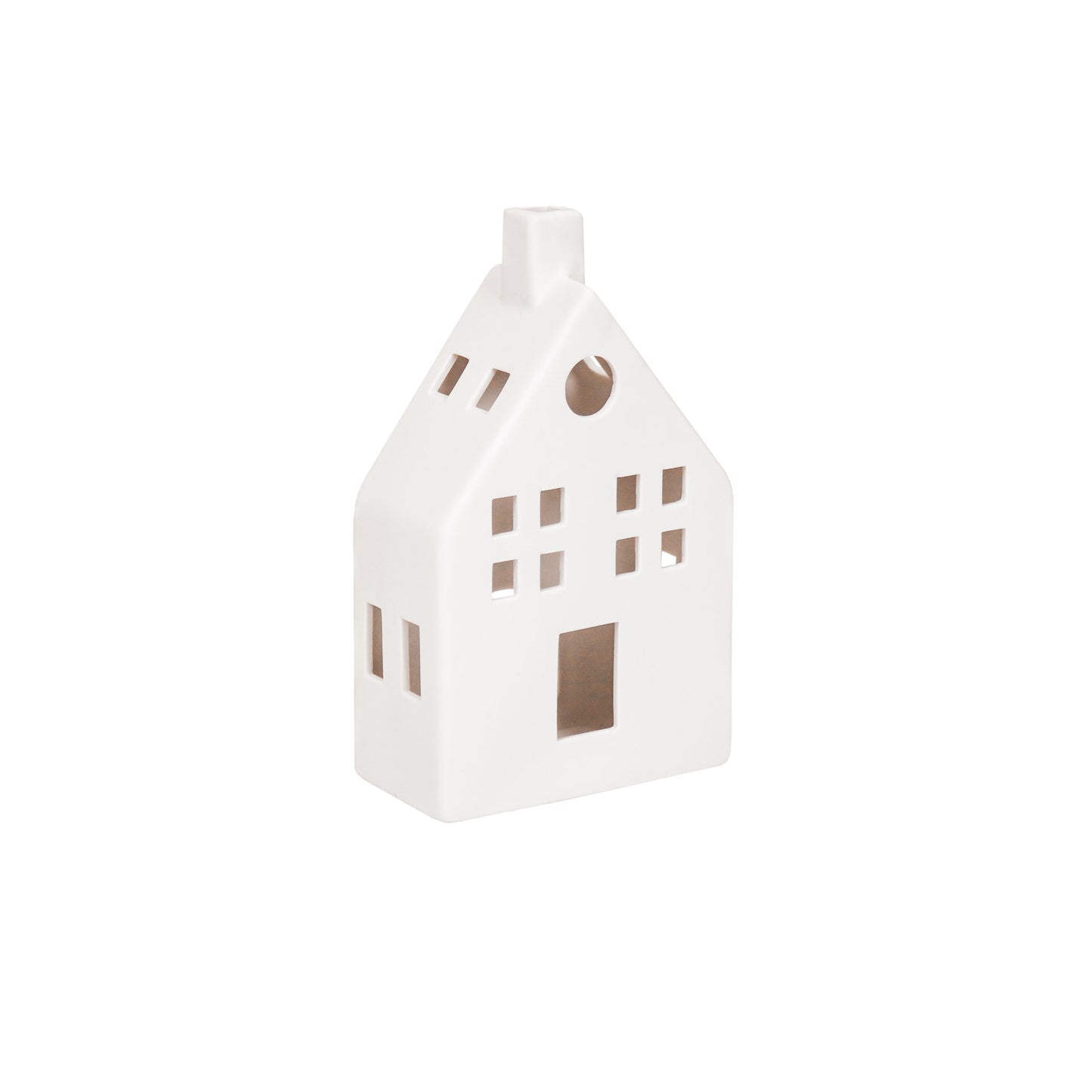 HV Huis Waxinelichthouder-Wit -12x6x19,5cm