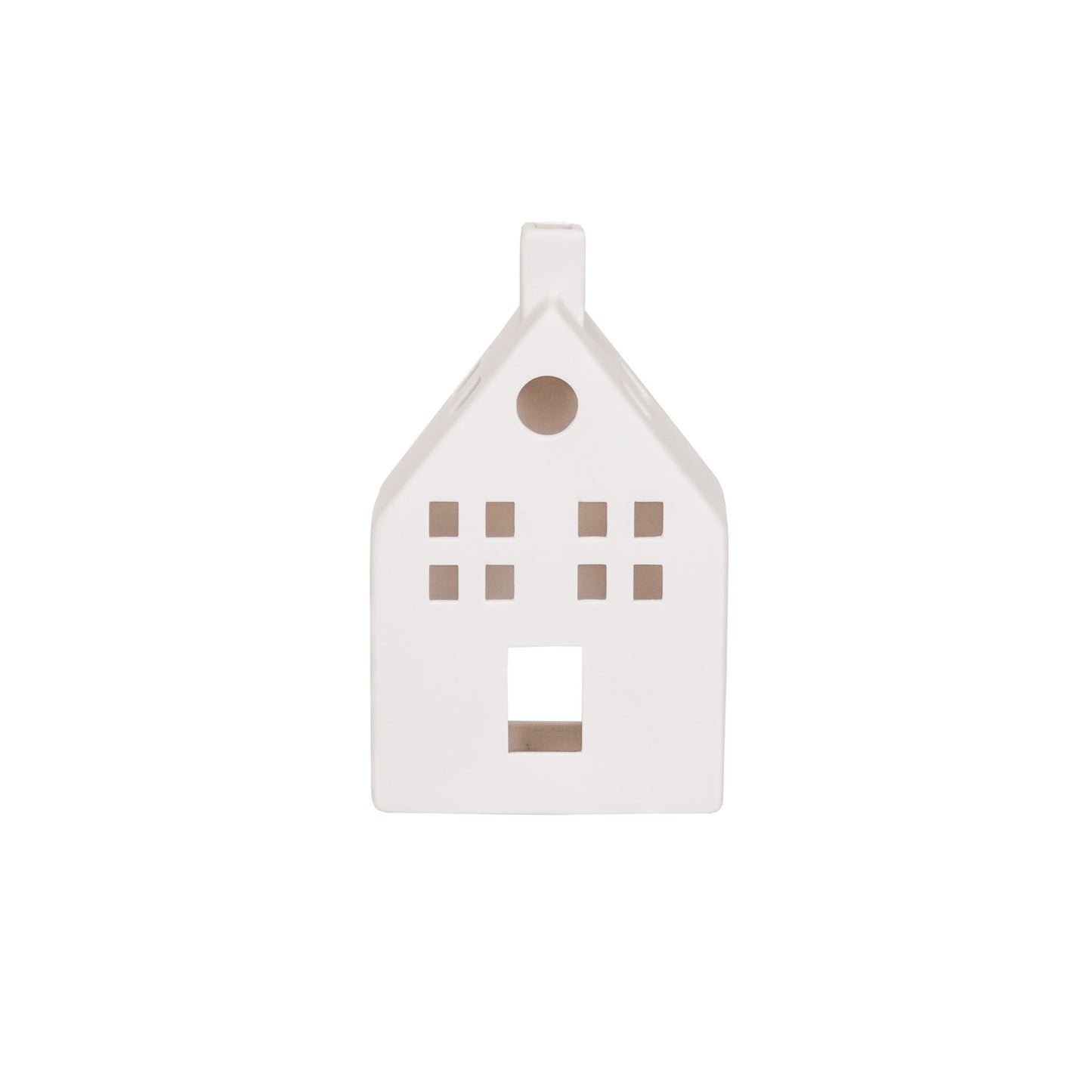 HV Huis Waxinelichthouder-Wit -12x6x19,5cm