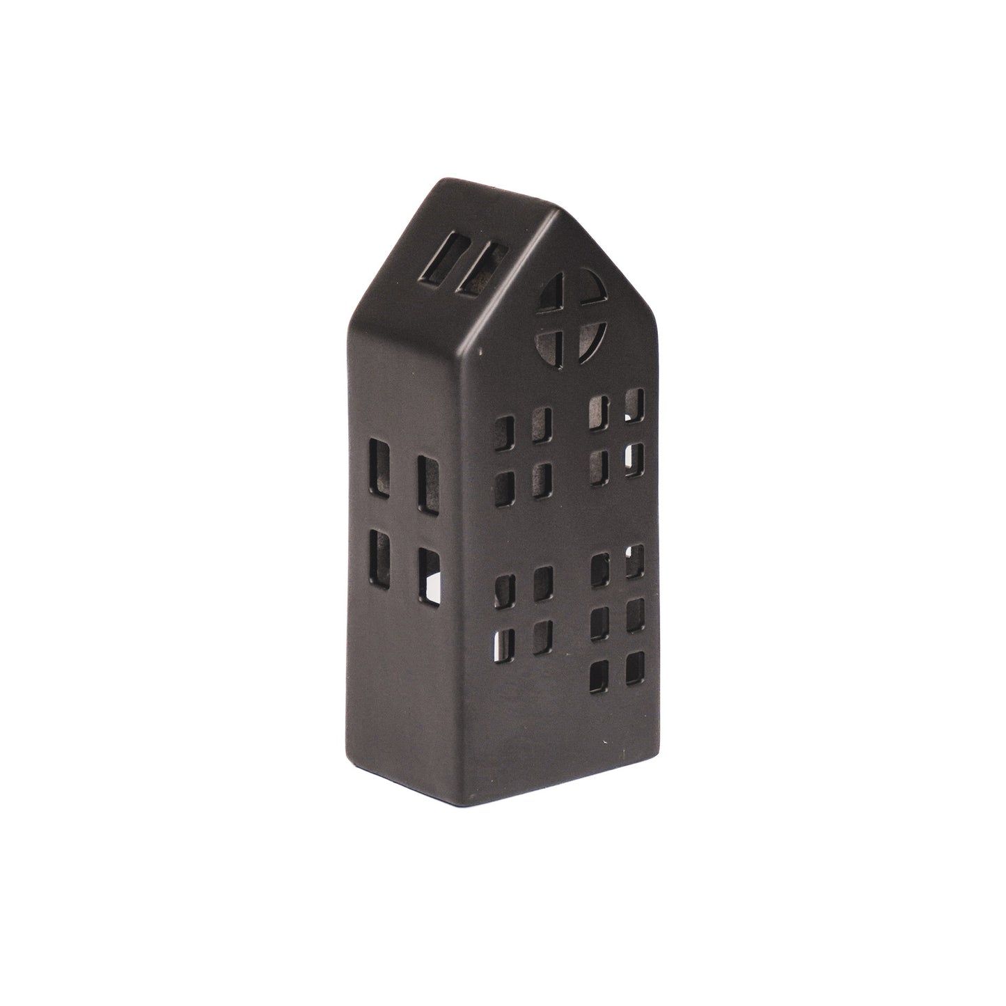 HV Hoog Huis Waxinelichthouder-Zwart - 8,5x6,5x19,5cm