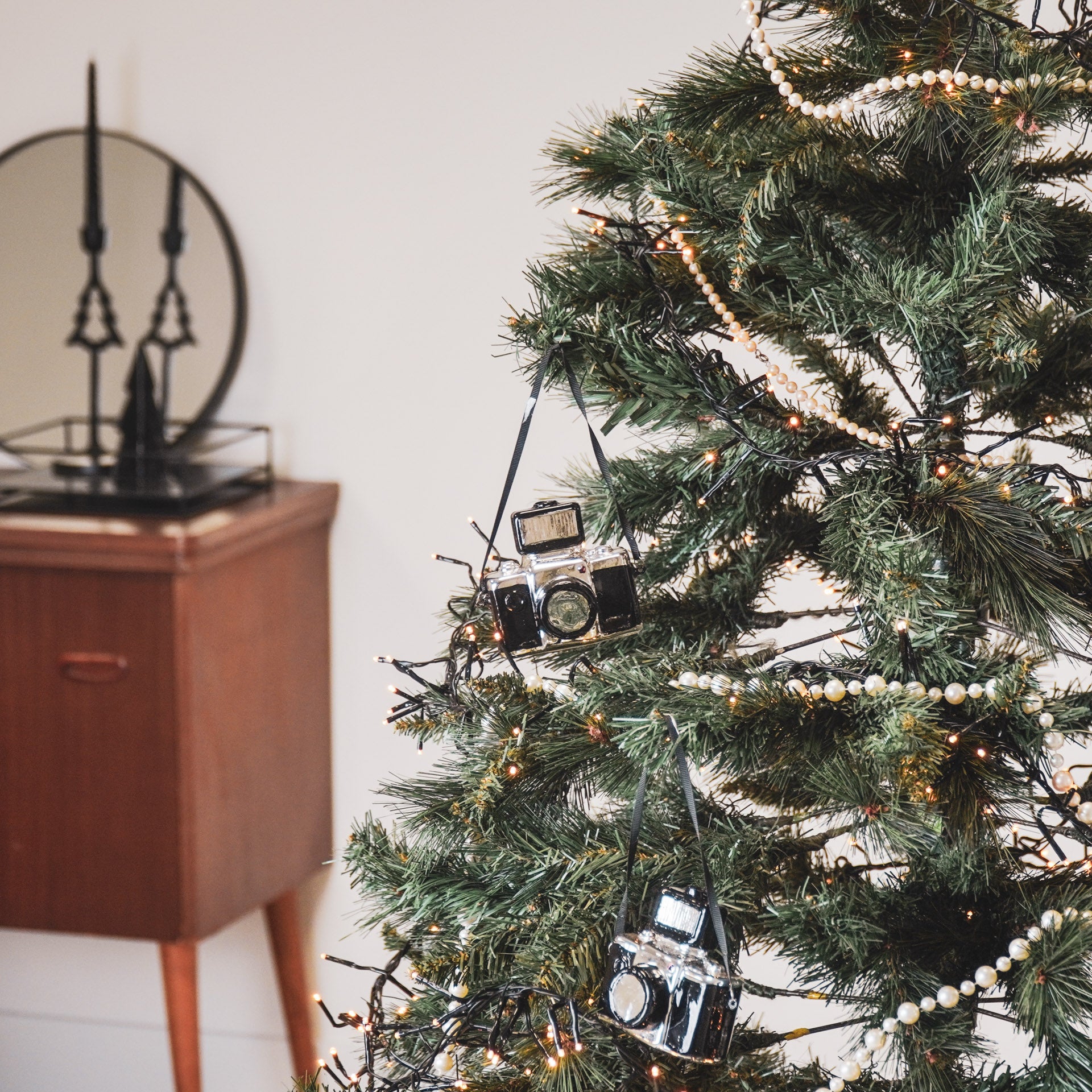 Kerstversiering - Kersthanger - Camera - Glas - Zilver - 9,5x5x9cm