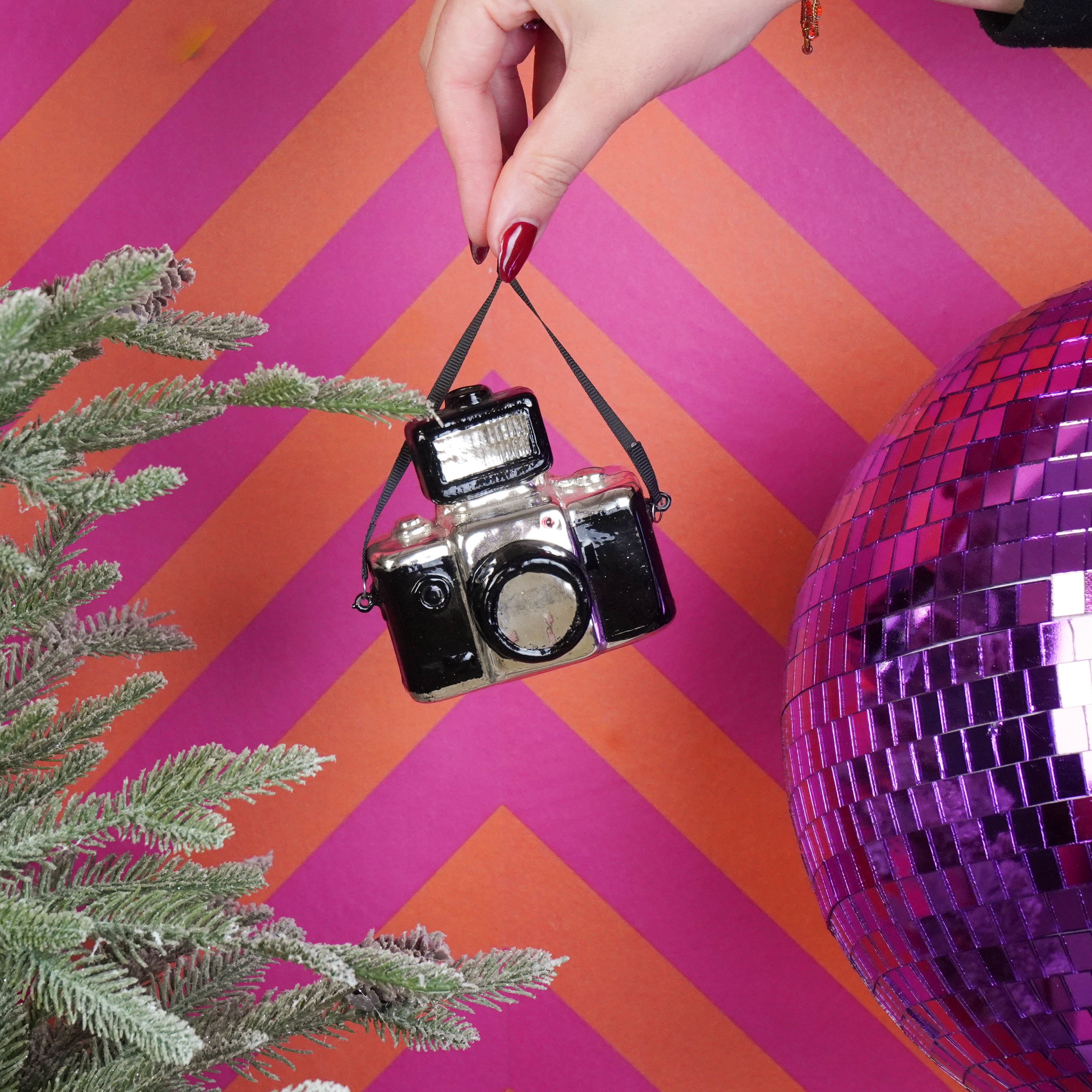 Kerstversiering - Kersthanger - Camera - Glas - Zilver - 9,5x5x9cm