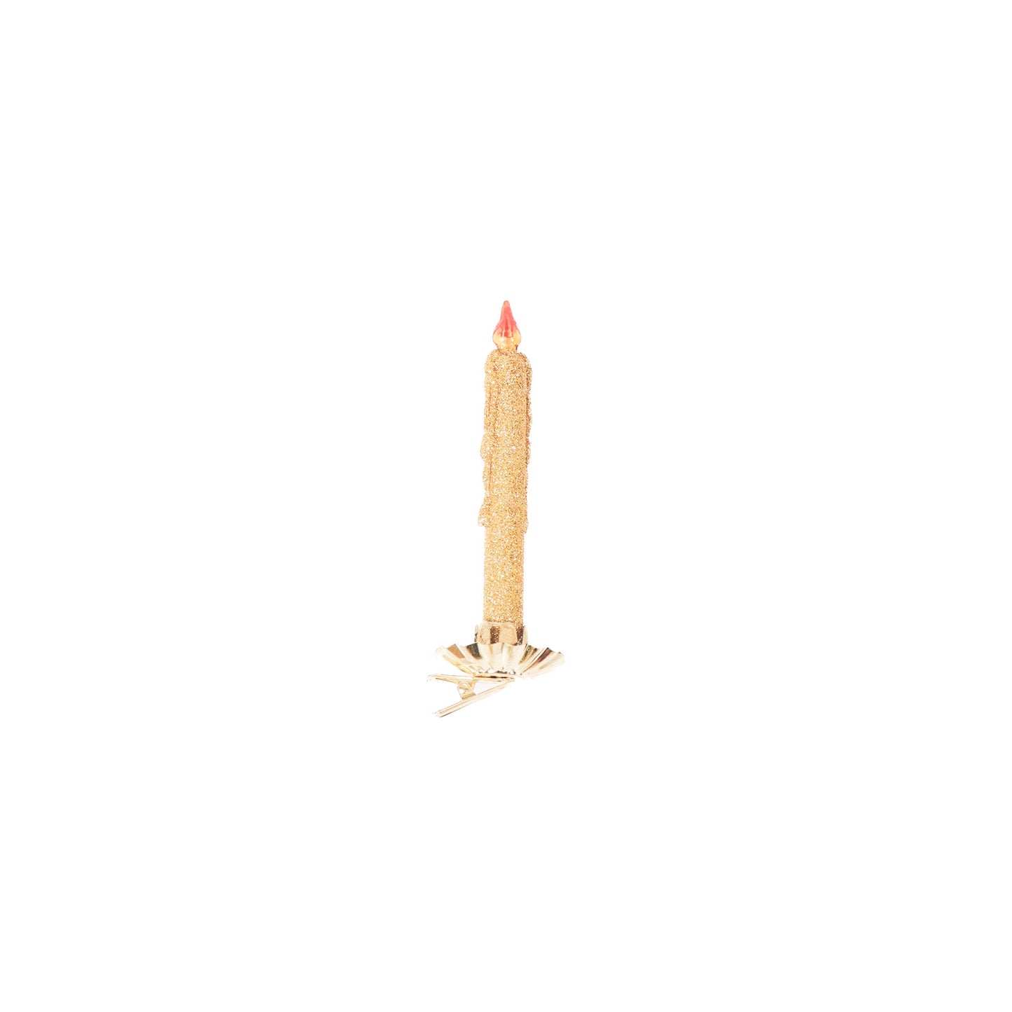HV Brandende kaars Ornament- Set van 2 -Glas -4x4,5x13cm