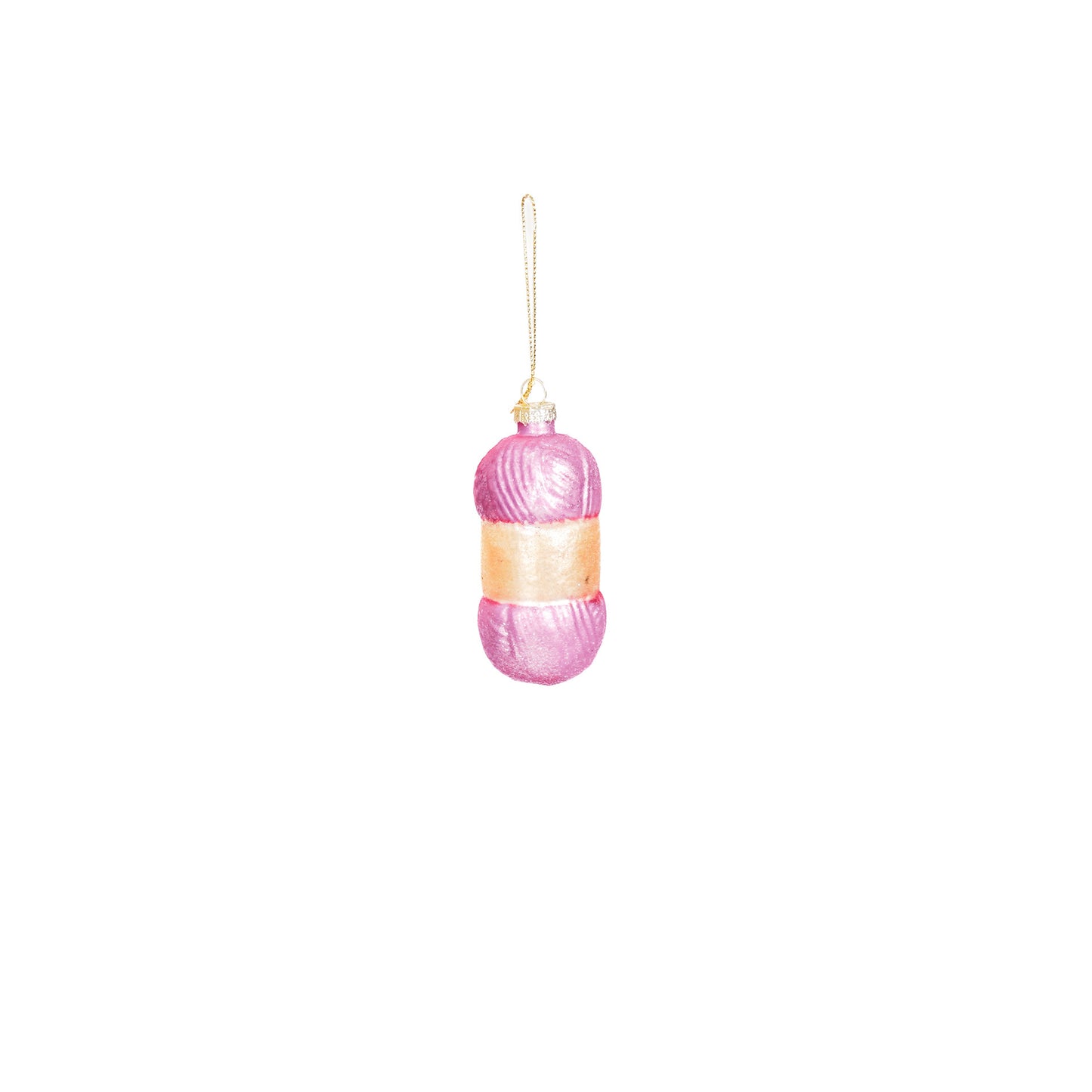 HV Bolletje Wol Kersthanger- Set van 2- Glas--4,5x4,5x10cm