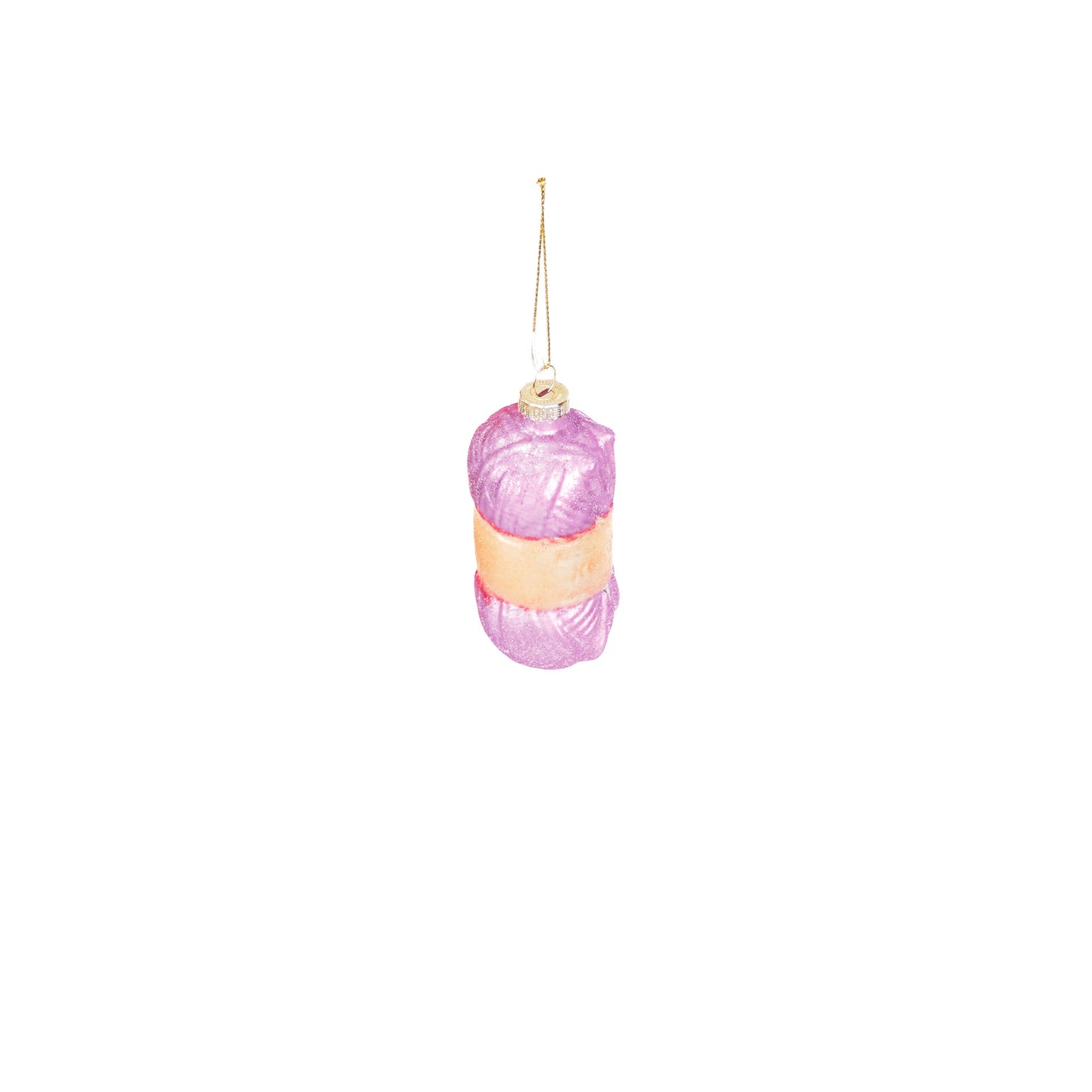 HV Bolletje Wol Kersthanger- Set van 2- Glas--4,5x4,5x10cm