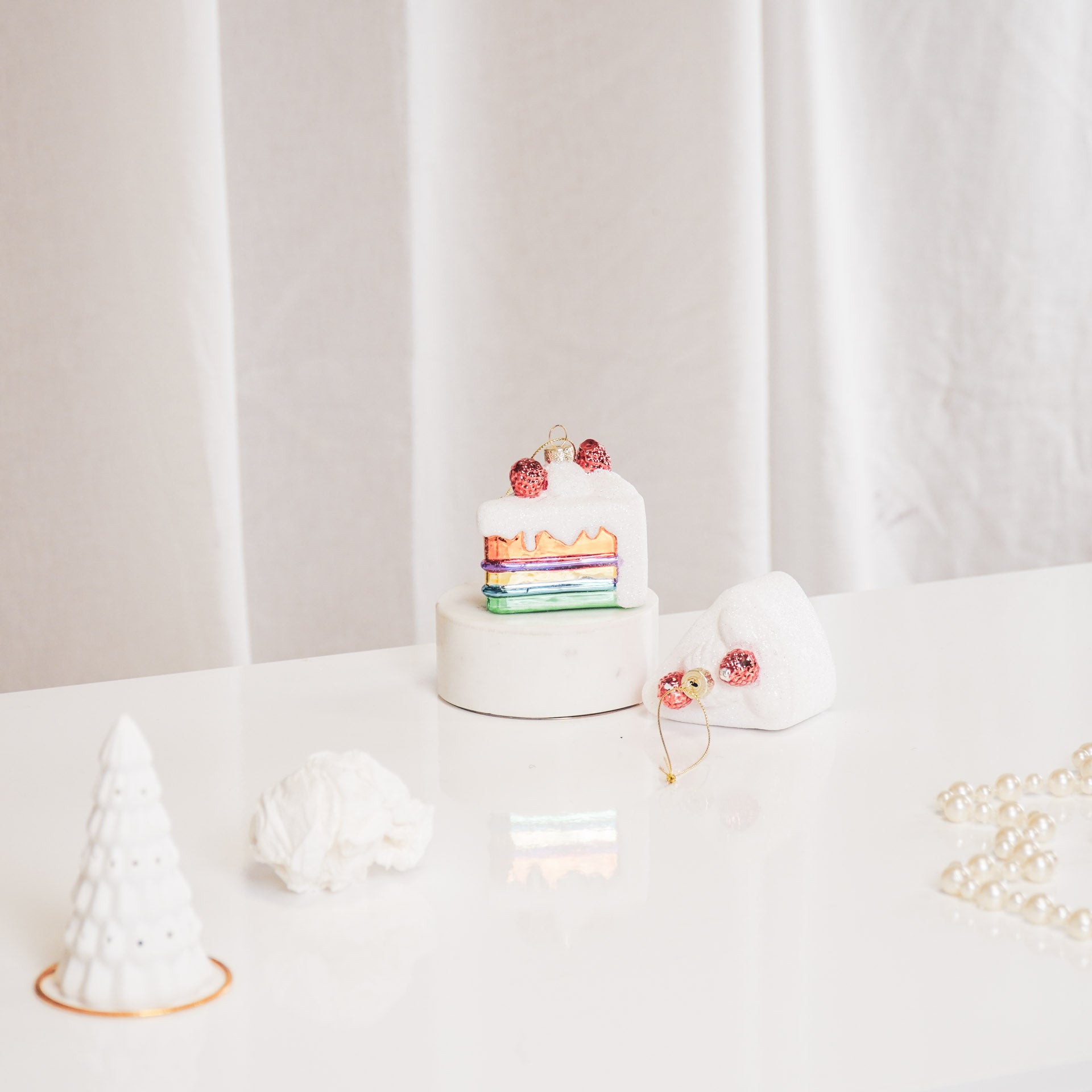 Kersthanger - Taart - Glas - 7,5x6,5x7,5cm