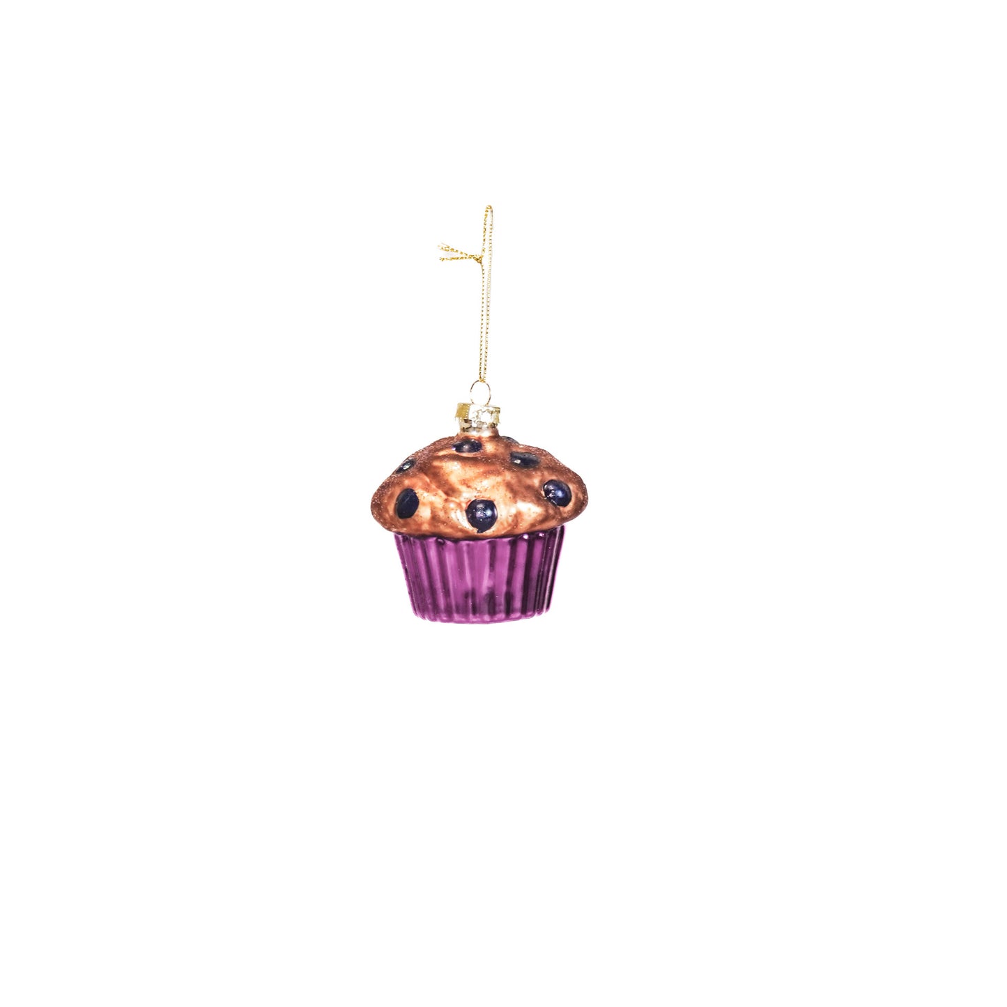 HV Bosbessen Muffin Kerstbal-Set van 2 -Glas- 9x9x9cm