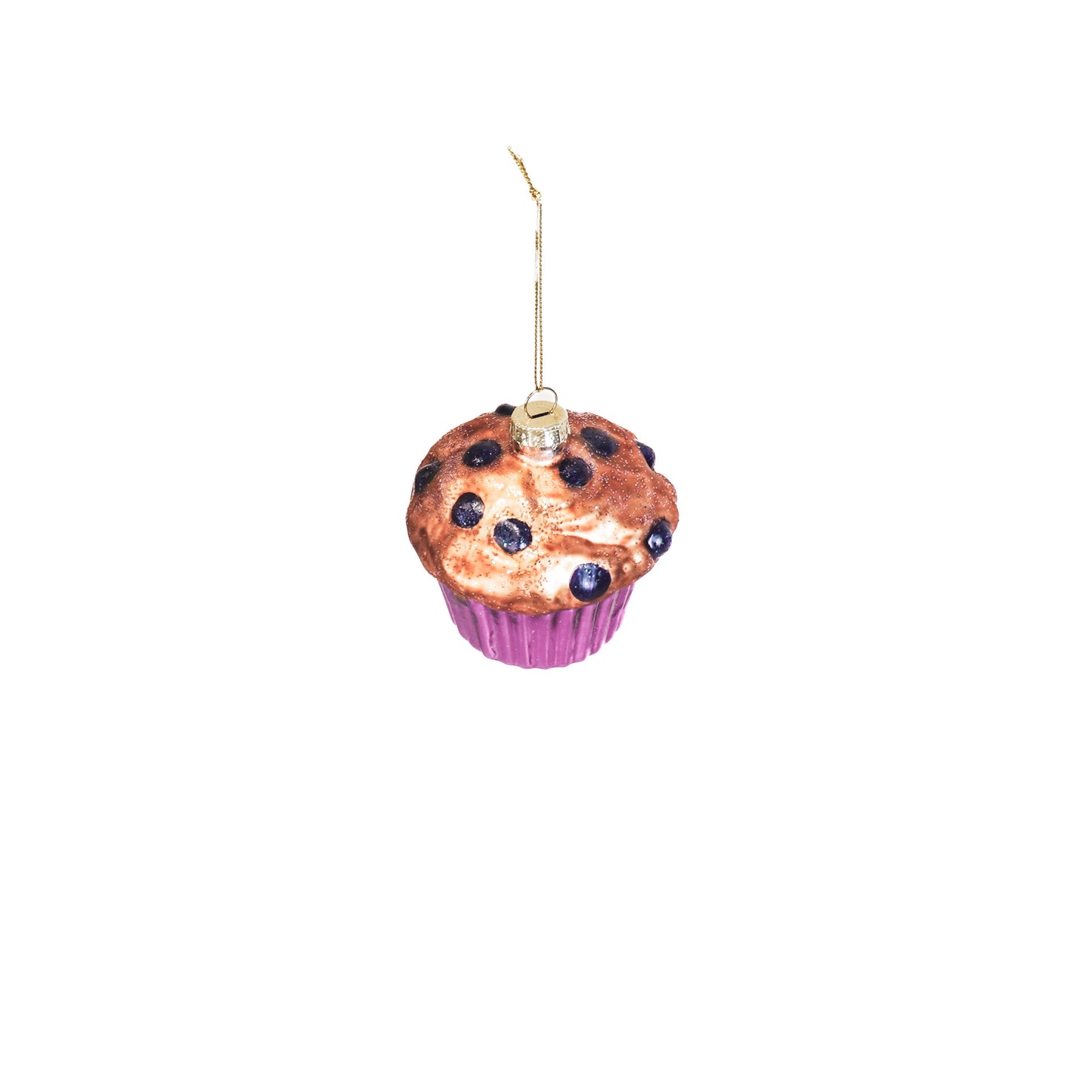 HV Bosbessen Muffin Kerstbal-Set van 2 -Glas- 9x9x9cm