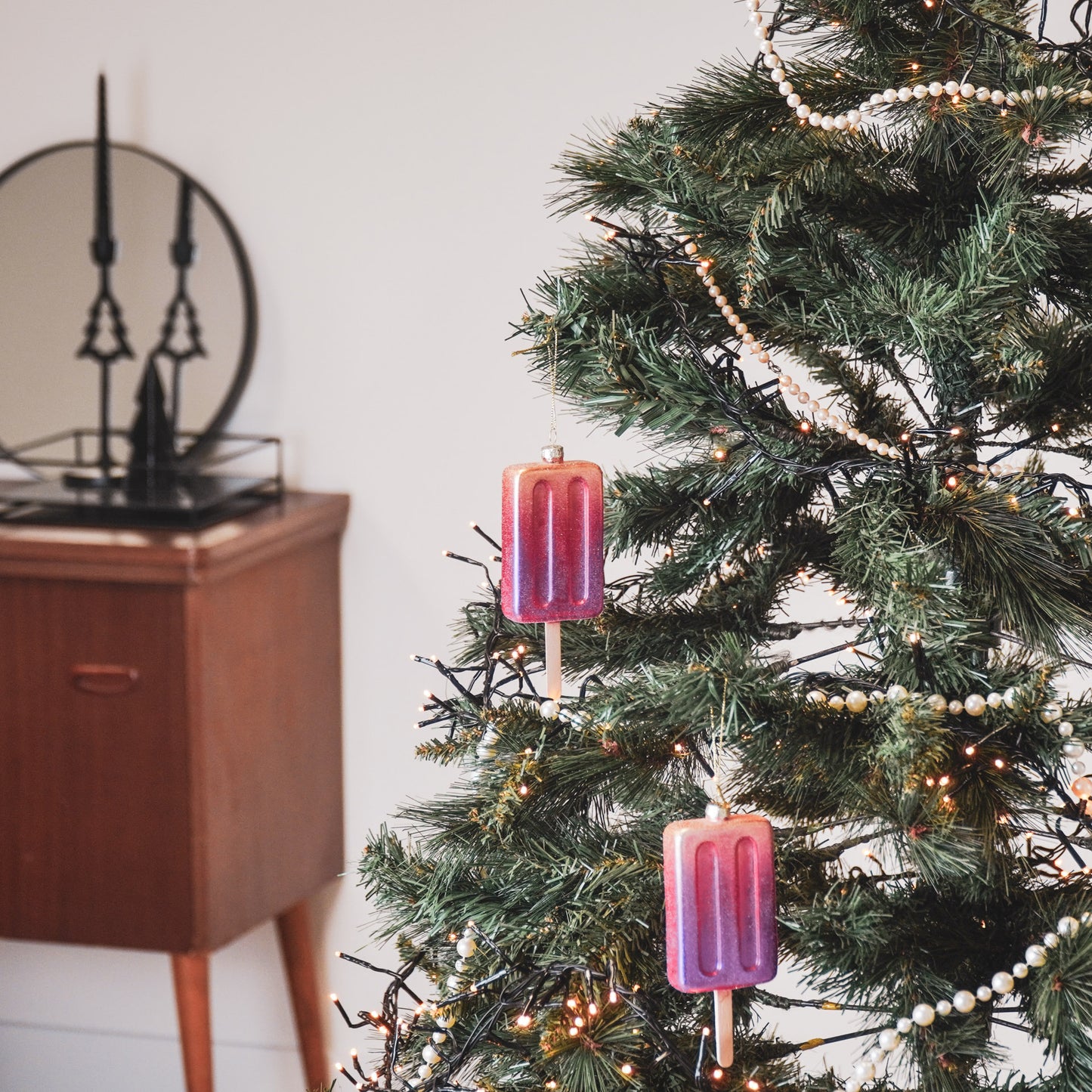 HV Waterijsje Kerst Ornament-Set van 2- Glas- 6x2,5x14,5cm