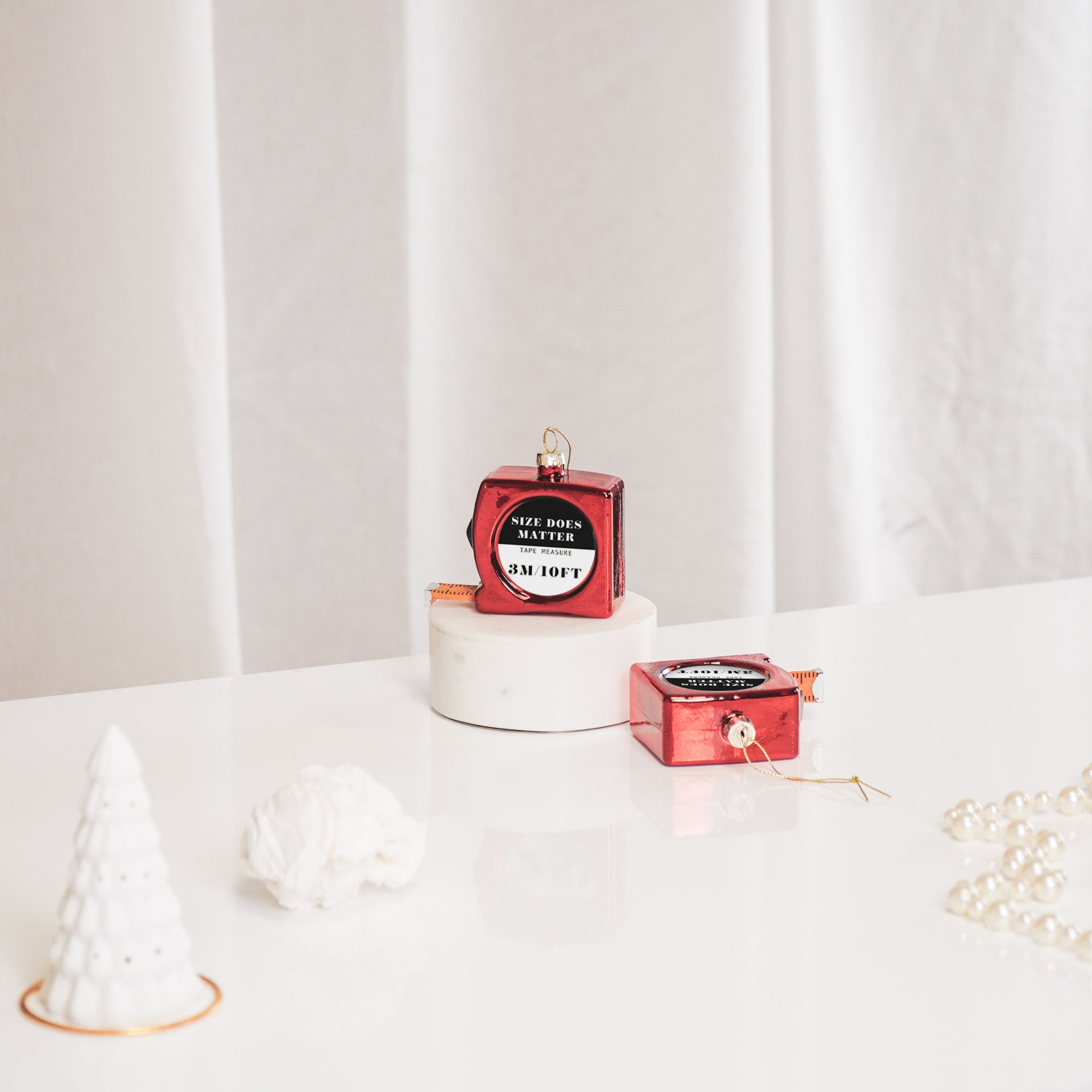 Kersthanger - Meetlint - Glas - 9x3x7cm