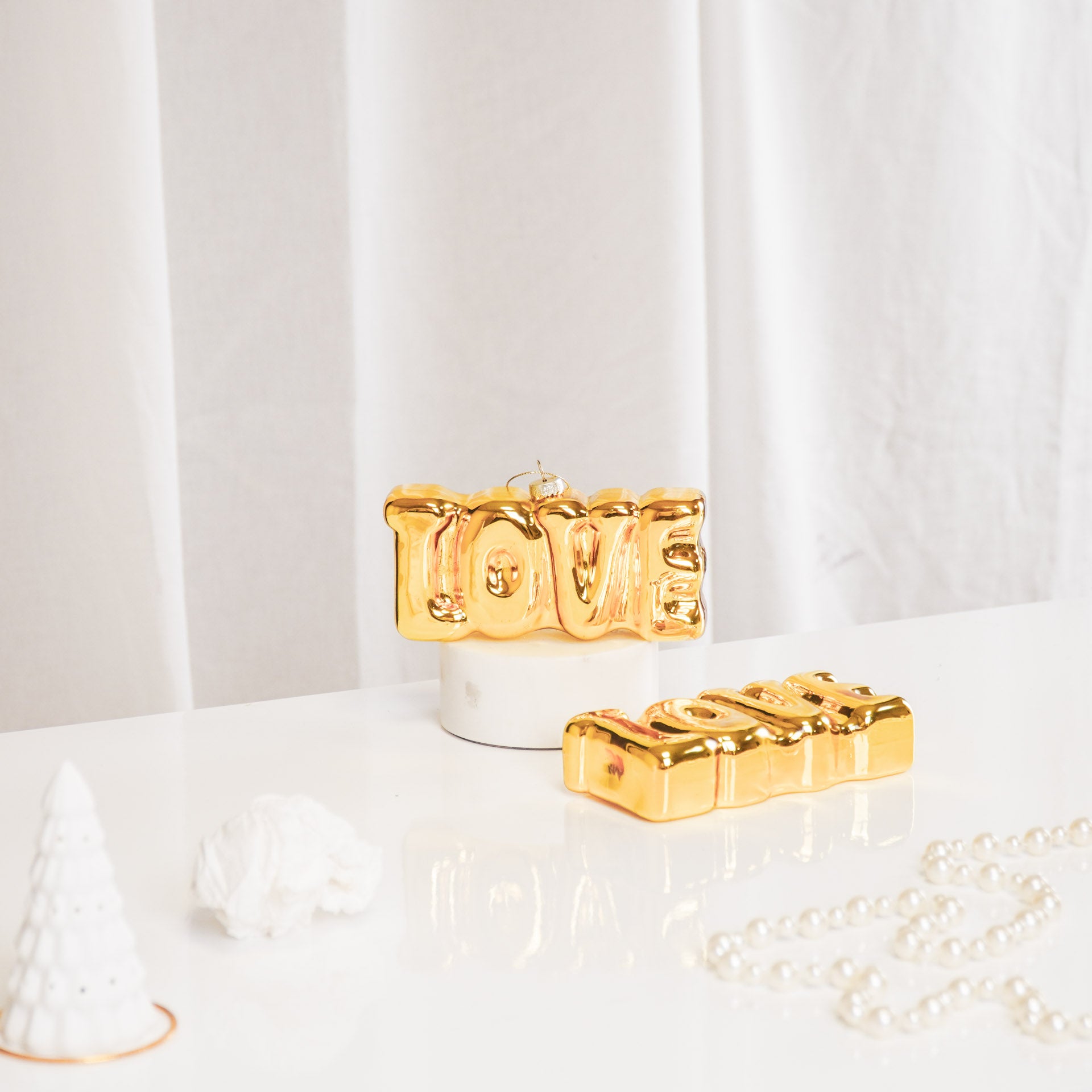 Kersthanger - LOVE - Glas - Goud - 14,5x3,5x7cm