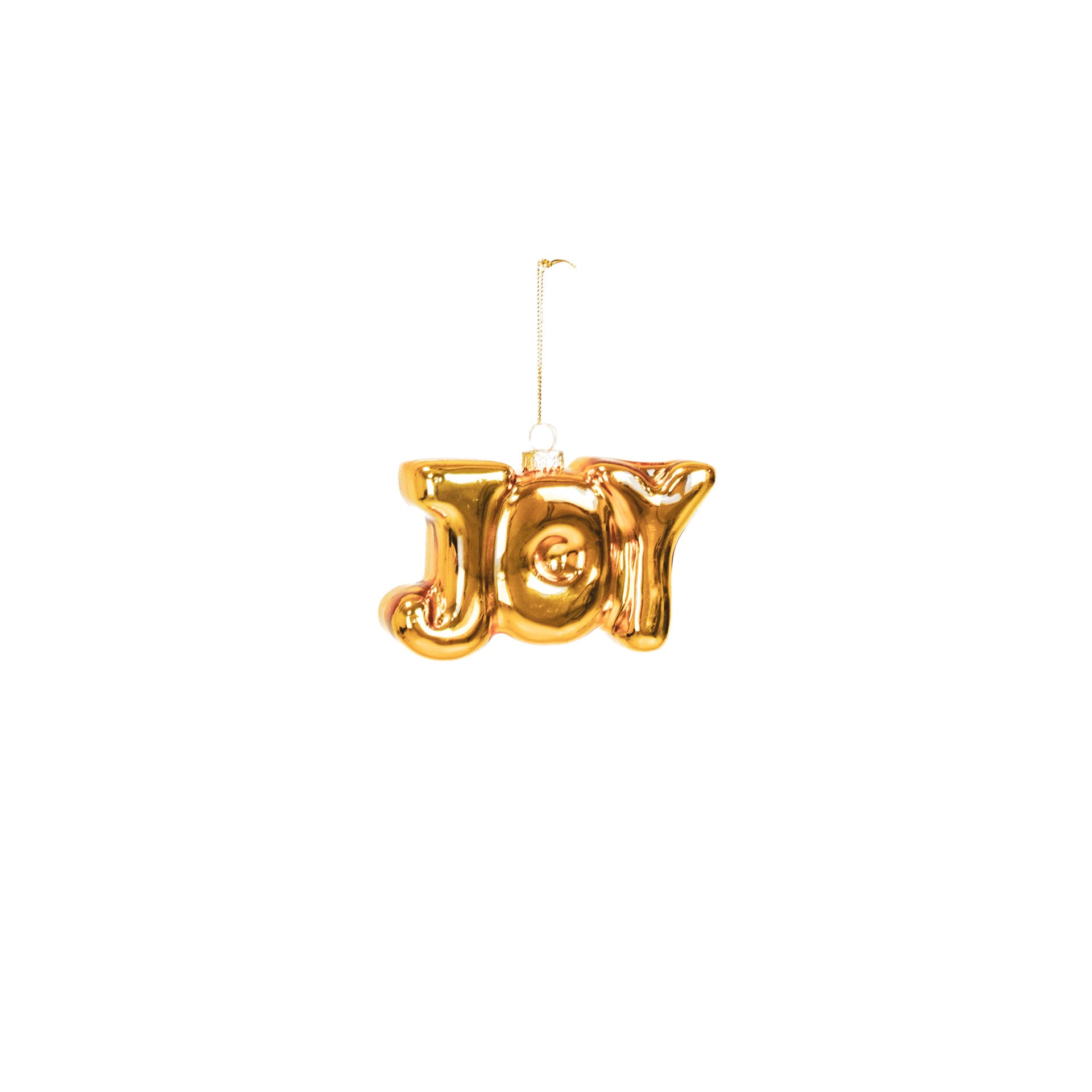 Kerstornament - Joy - Metaal - Glas - Set van 2 - 11x3,5x7cm